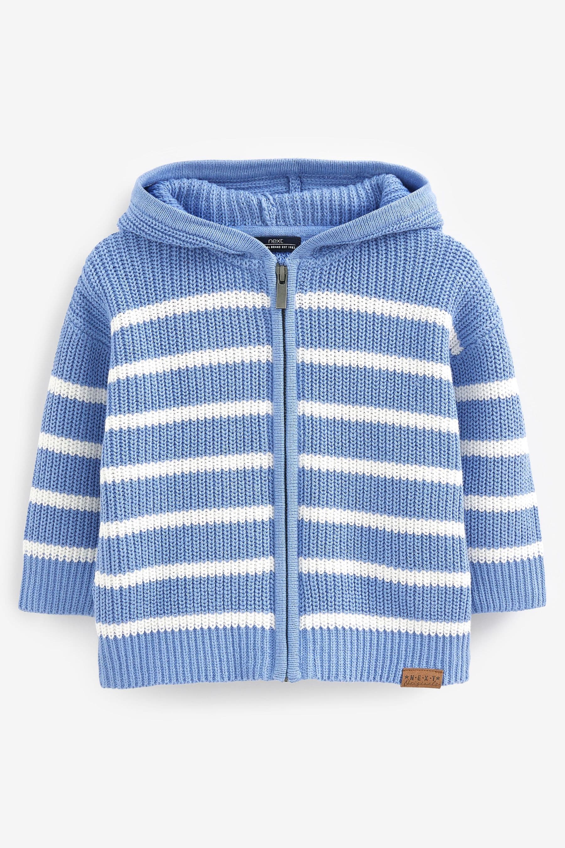 Blue Knitted Zip Through Hoodie (3mths-7yrs)