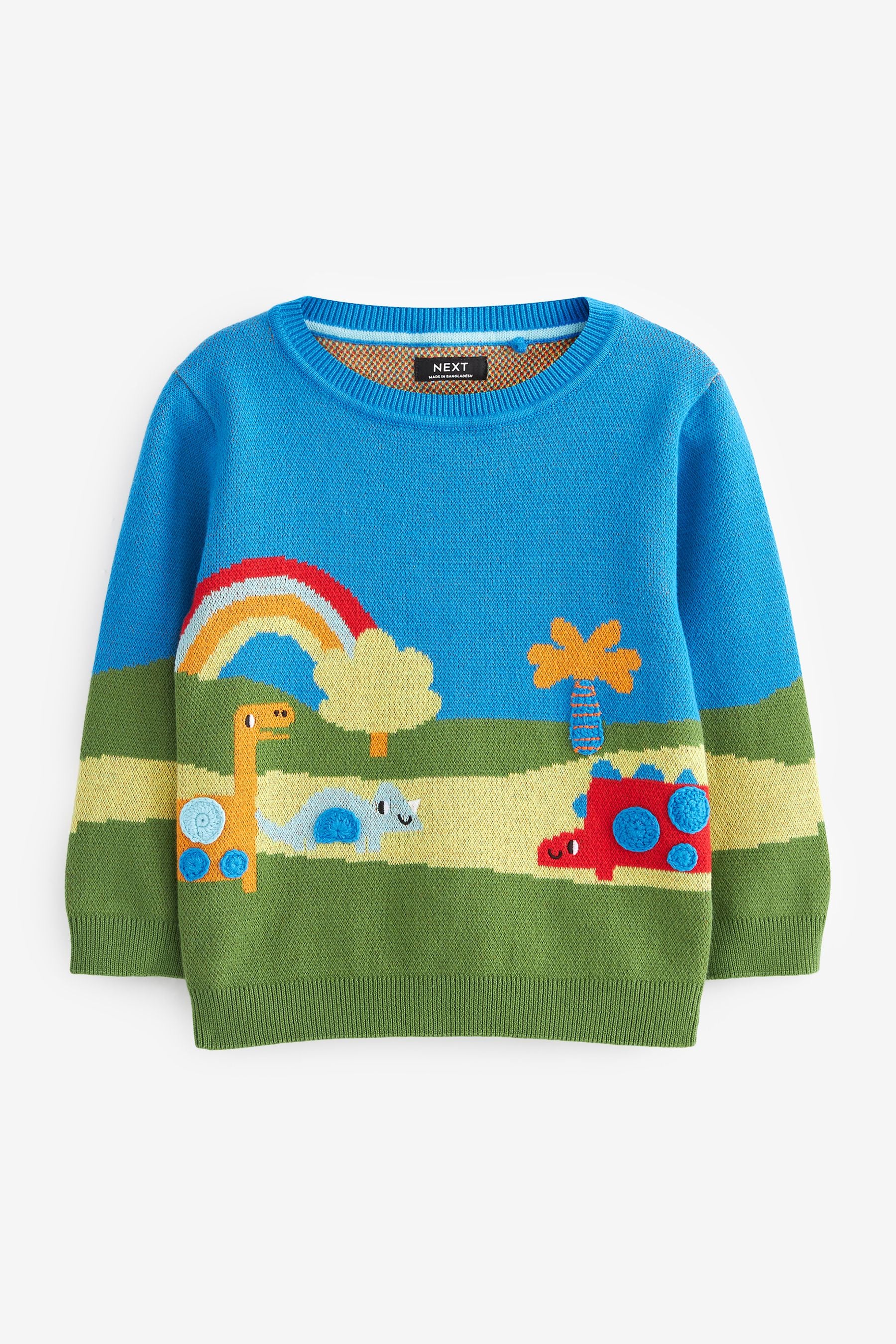 Blue Dinosaur Scene Character Jumper (3mths-7yrs)