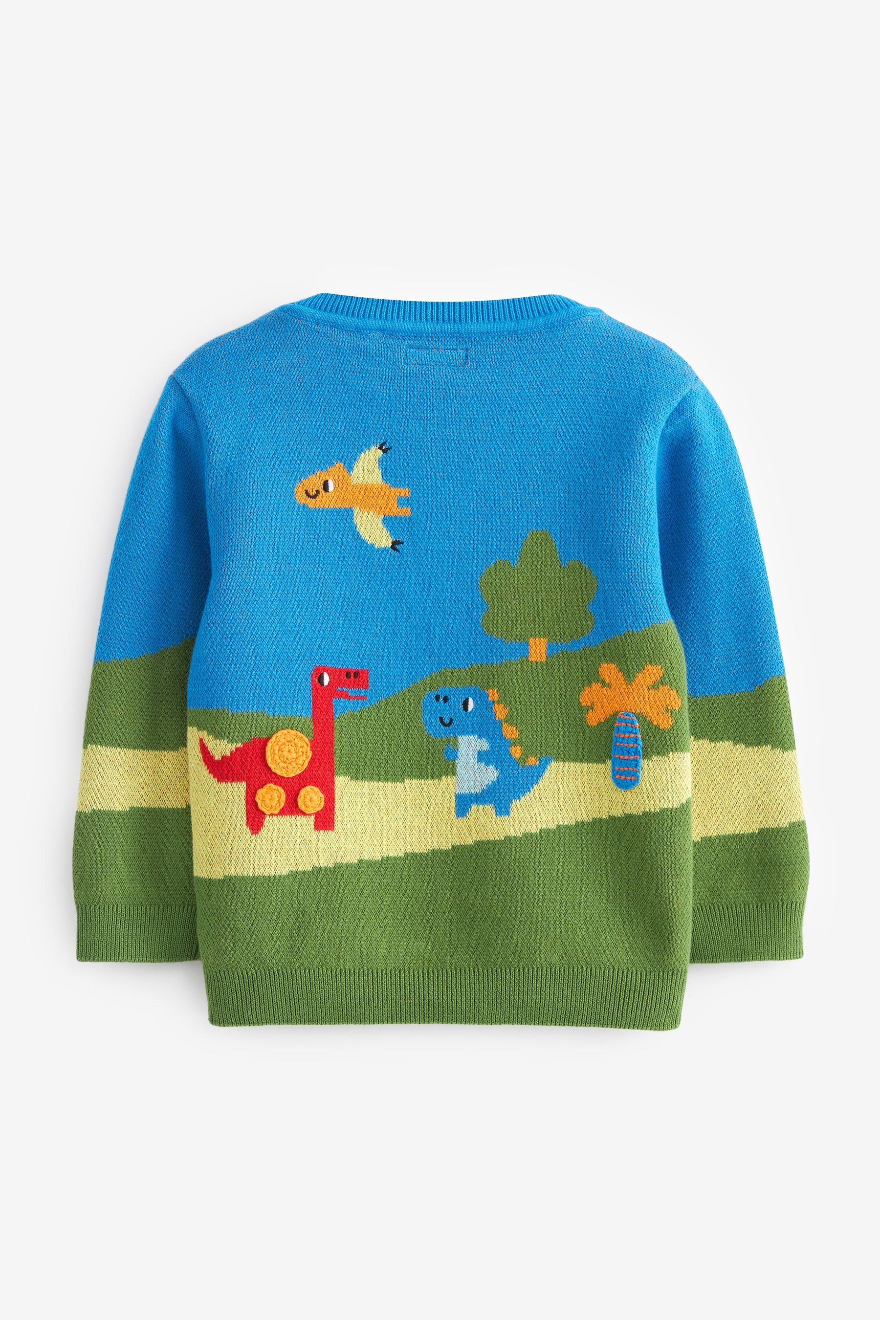 Blue Dinosaur Scene Character Jumper (3mths-7yrs)