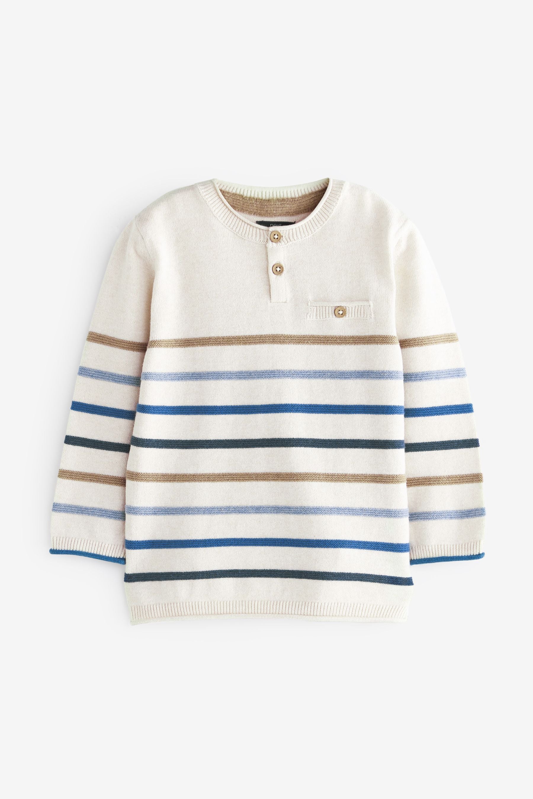 Ecru Cream Henley Button Neck Jumper (3mths-7yrs)