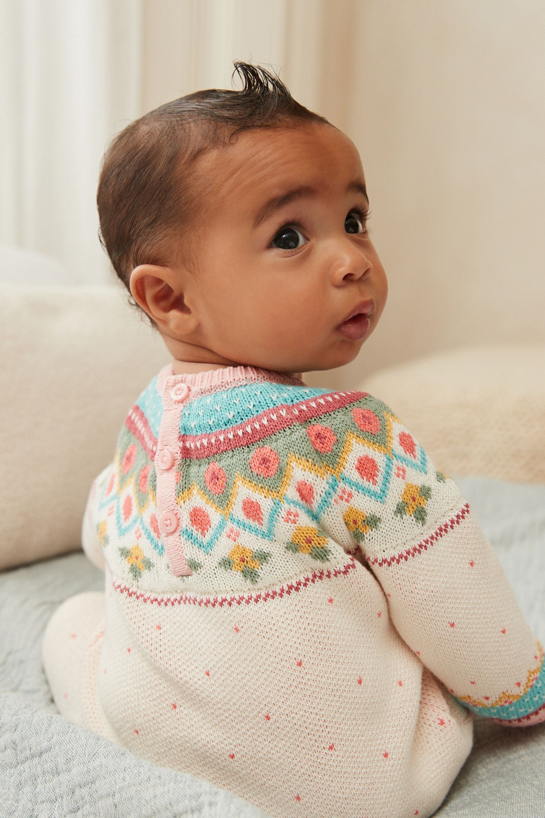 Bright Fairisle Baby Knitted Romper (0mths-2yrs)