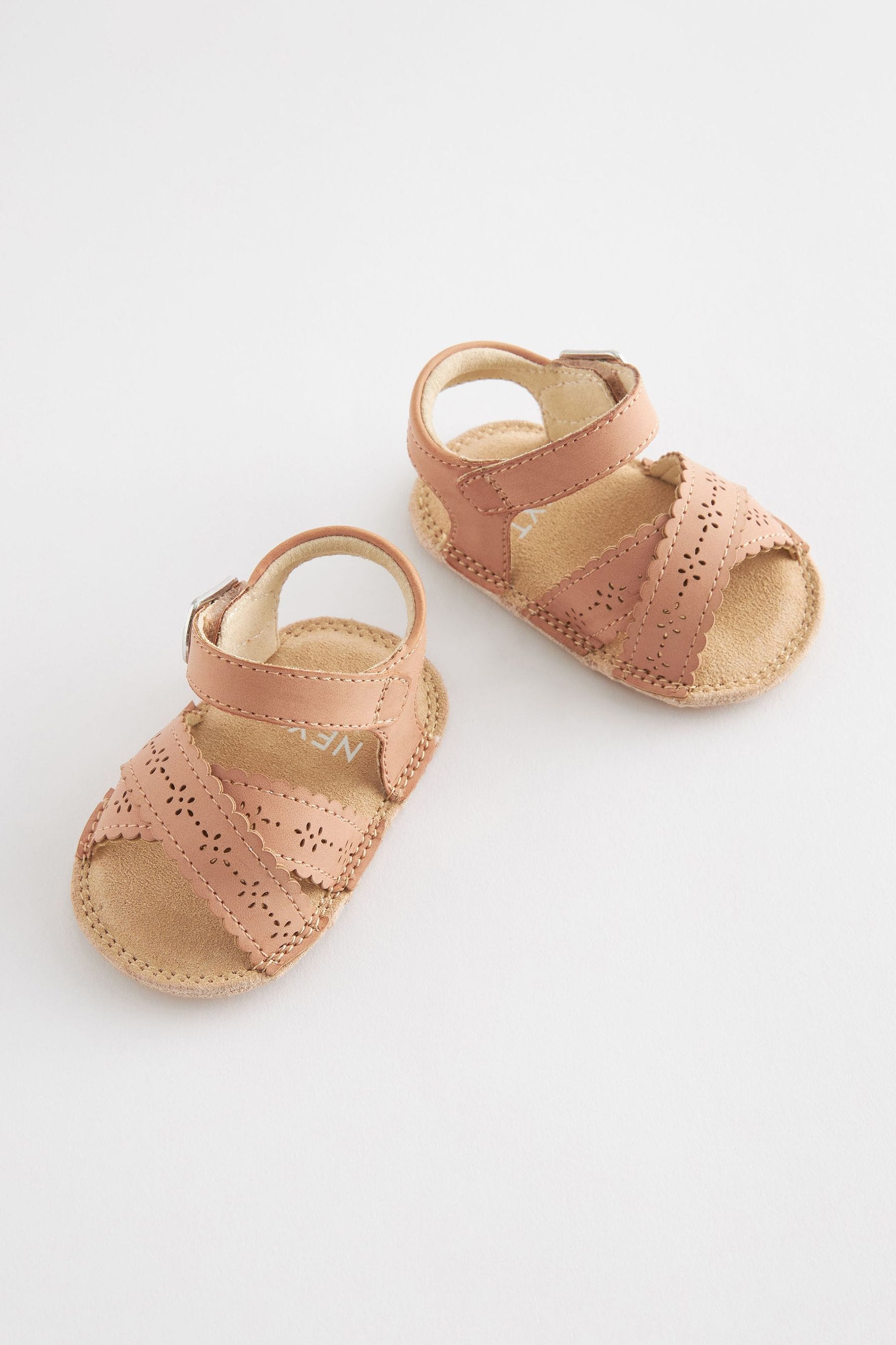 Tan Brown Scallop Baby Sandals (0-18mths)