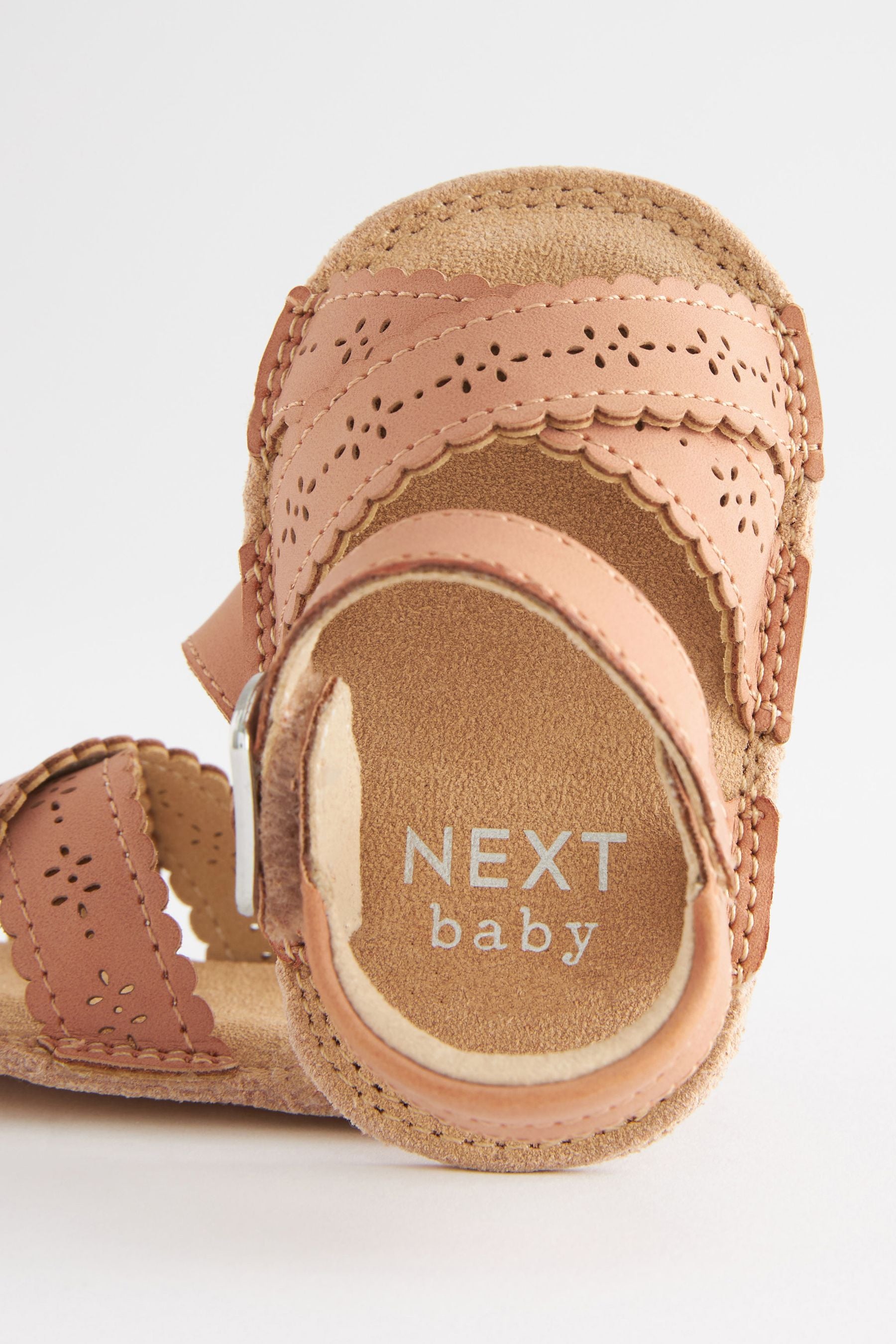 Tan Brown Scallop Baby Sandals (0-18mths)