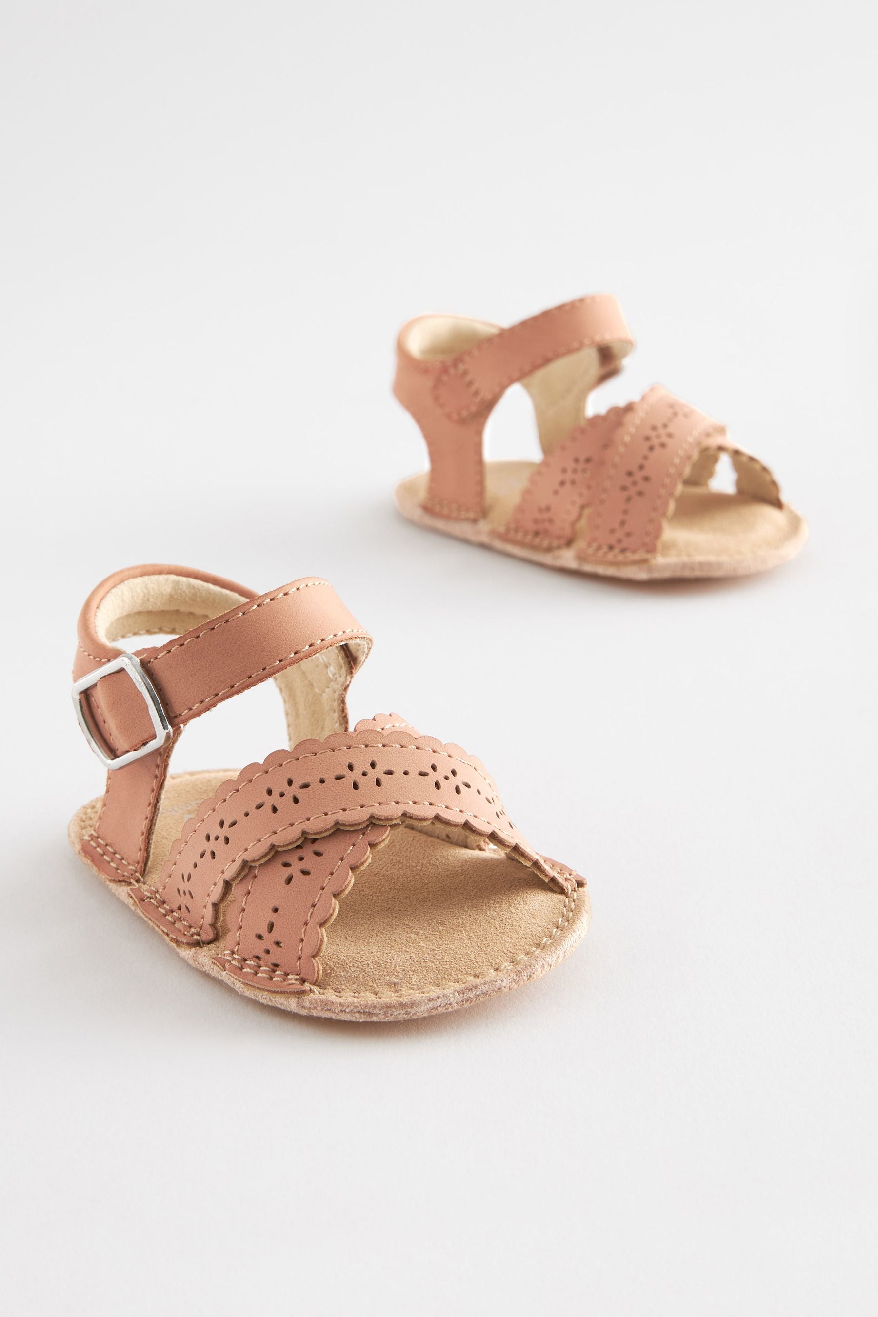 Tan Brown Scallop Baby Sandals (0-18mths)