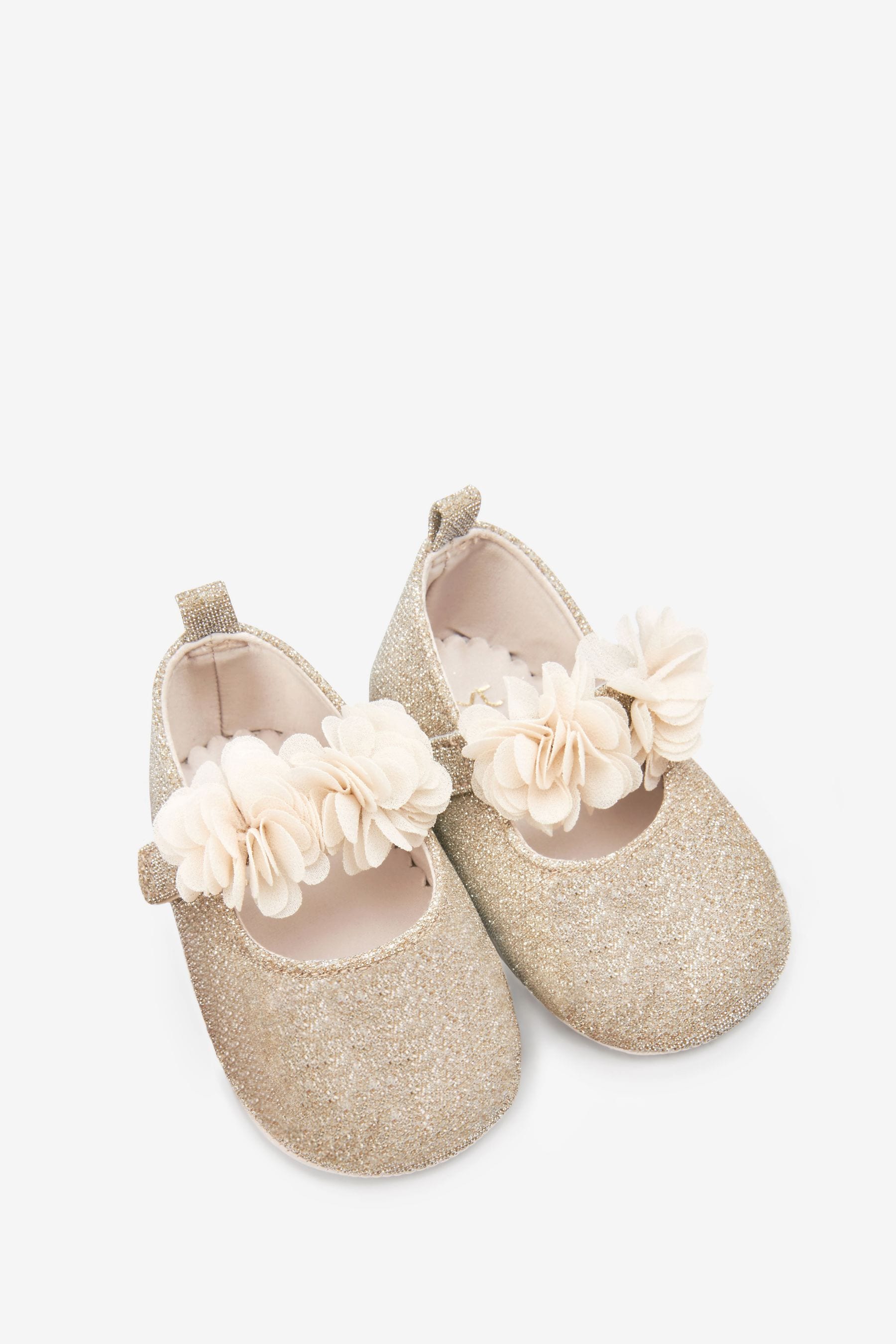 Gold Sparkle Bridesmaid Collection Corsage Occasion Baby Shoes (0-18mths)