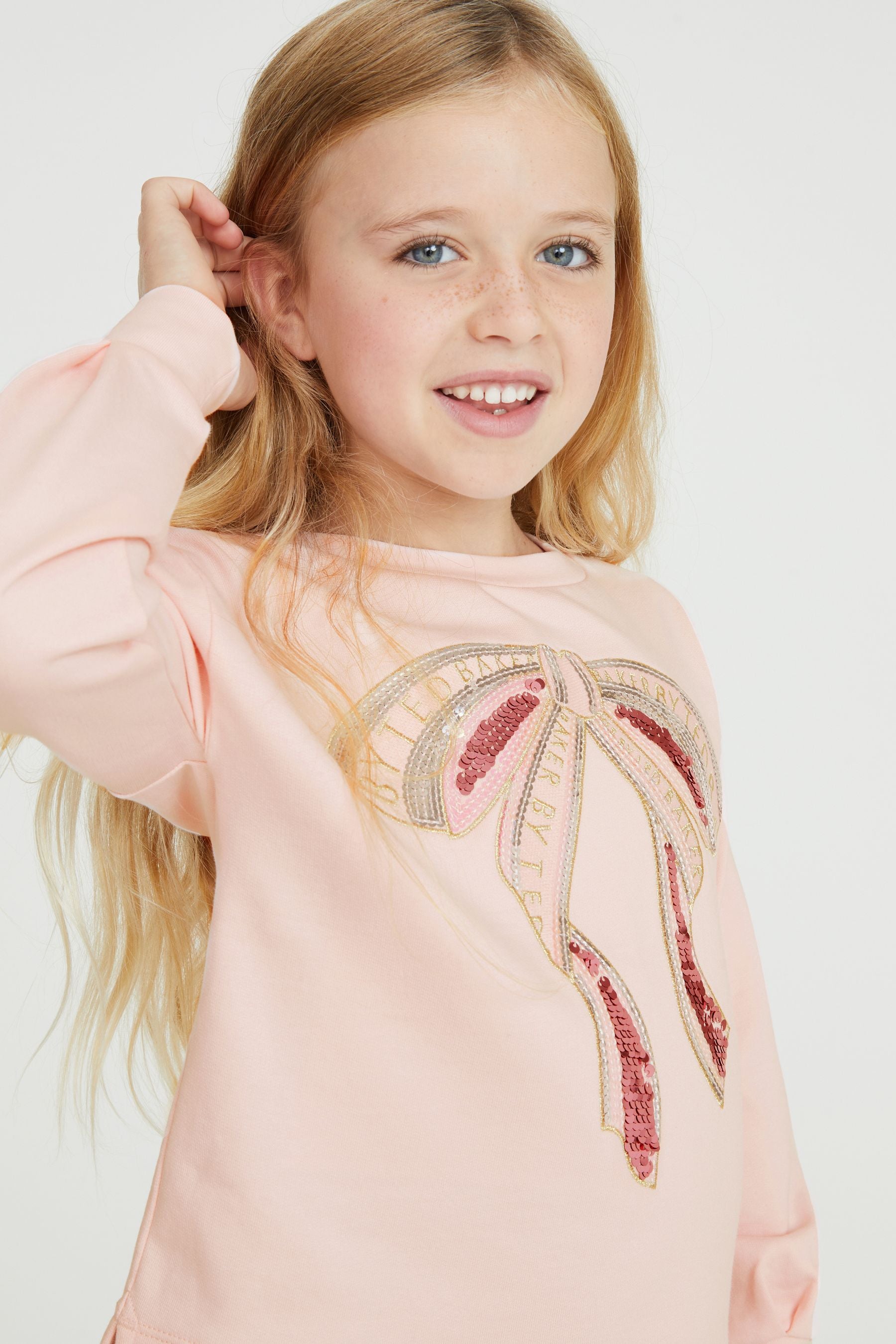 Baker by Ted Baker Pink Sequin Bow Sweater