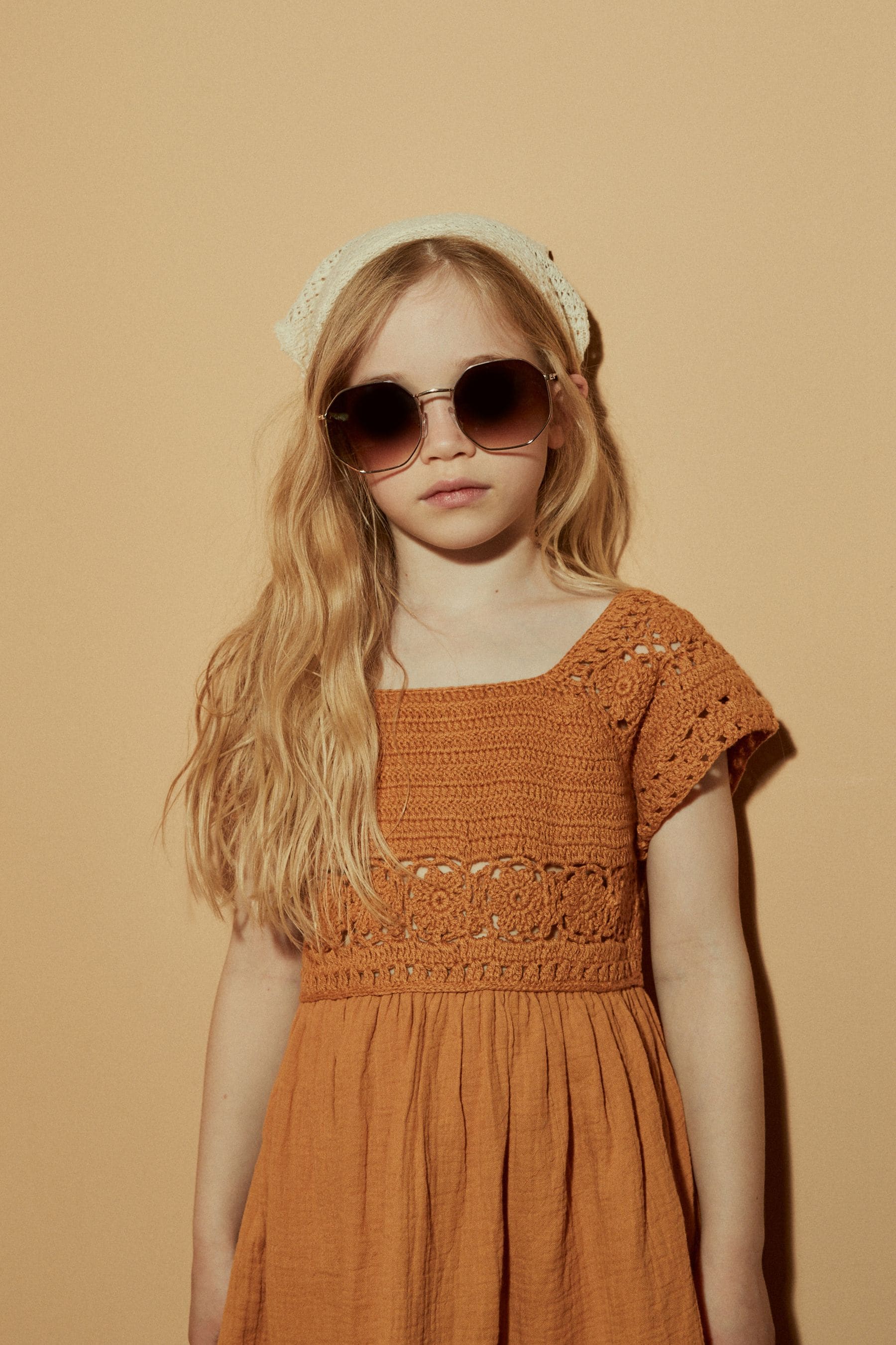 Rust Brown Crochet Knit Dress (4-11yrs)