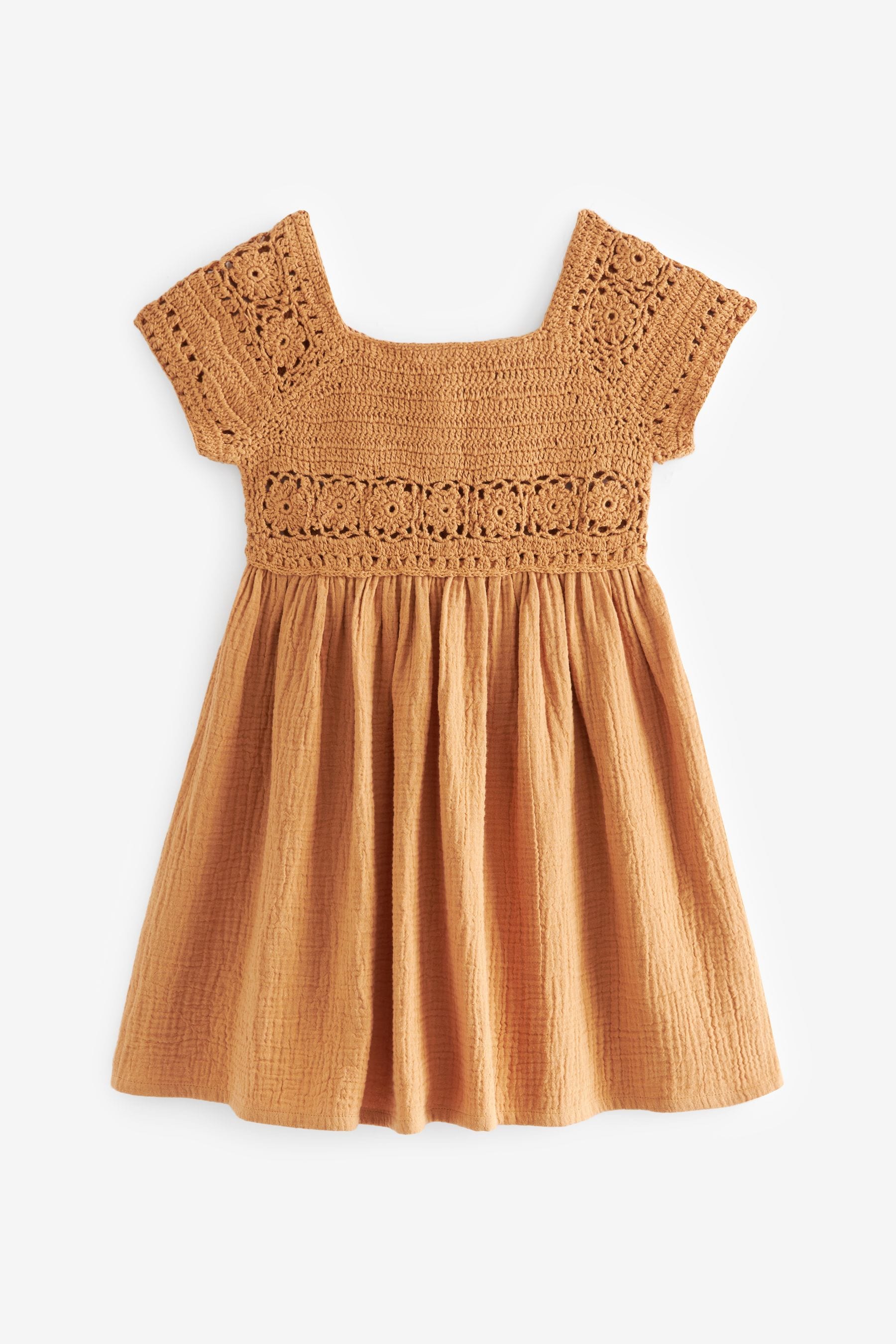 Rust Brown Crochet Knit Dress (4-11yrs)