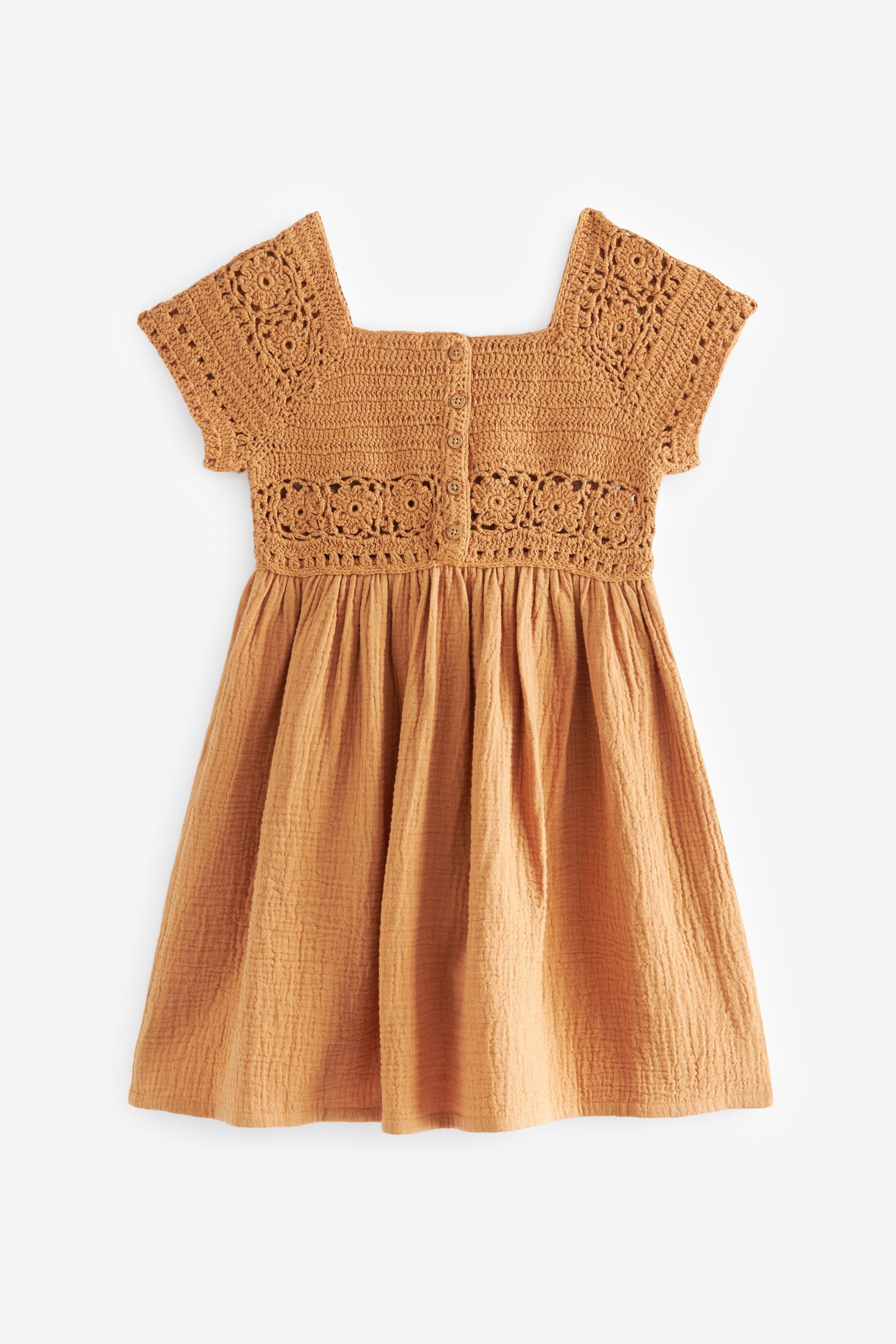 Rust Brown Crochet Knit Dress (4-11yrs)