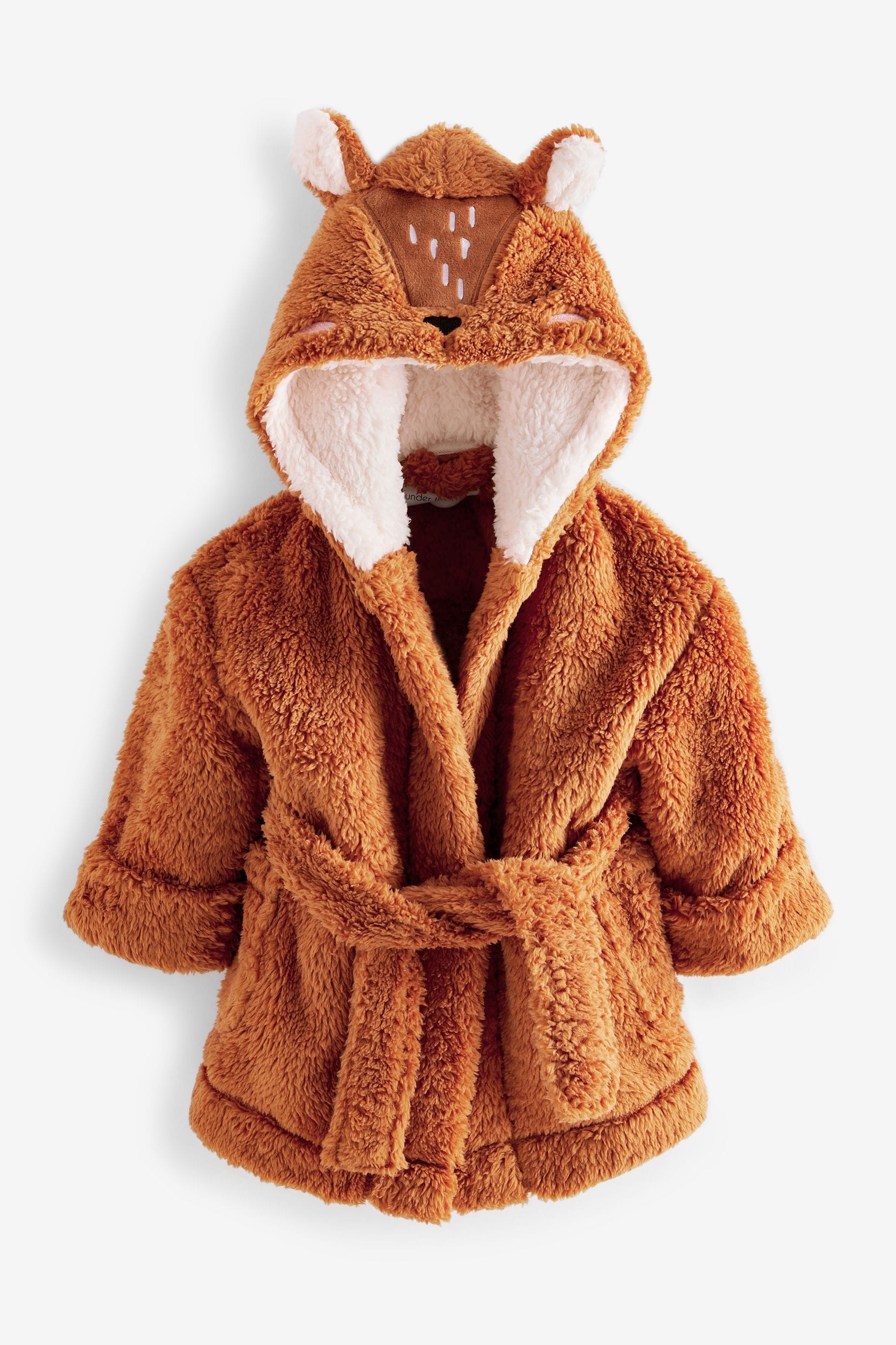 Brown Soft Touch Fleece Deer Face Dressing Gown