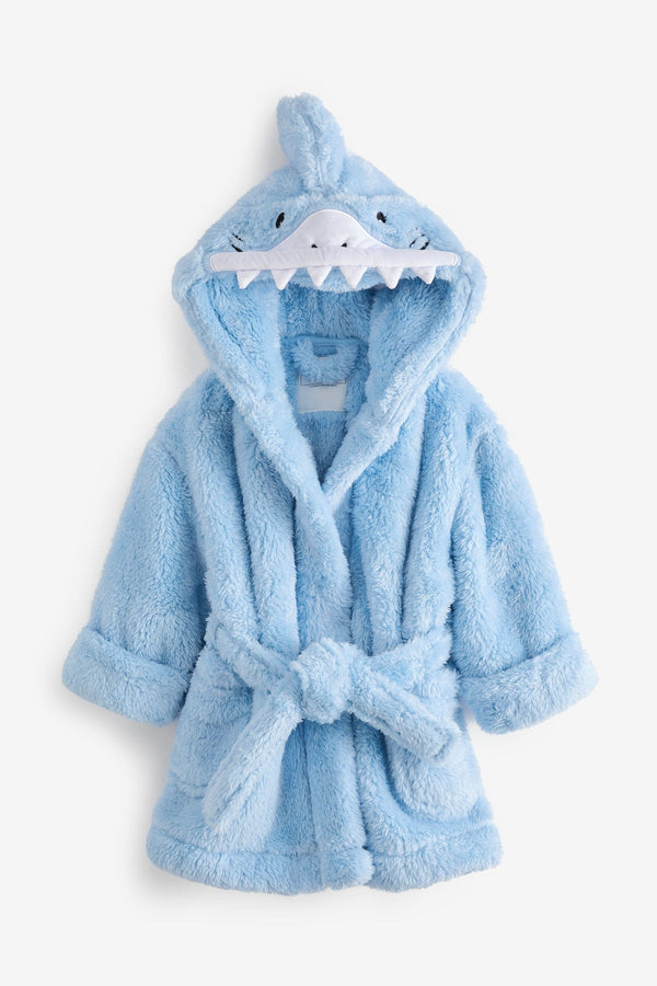 Blue Soft Touch Fleece Shark Dressing Gown