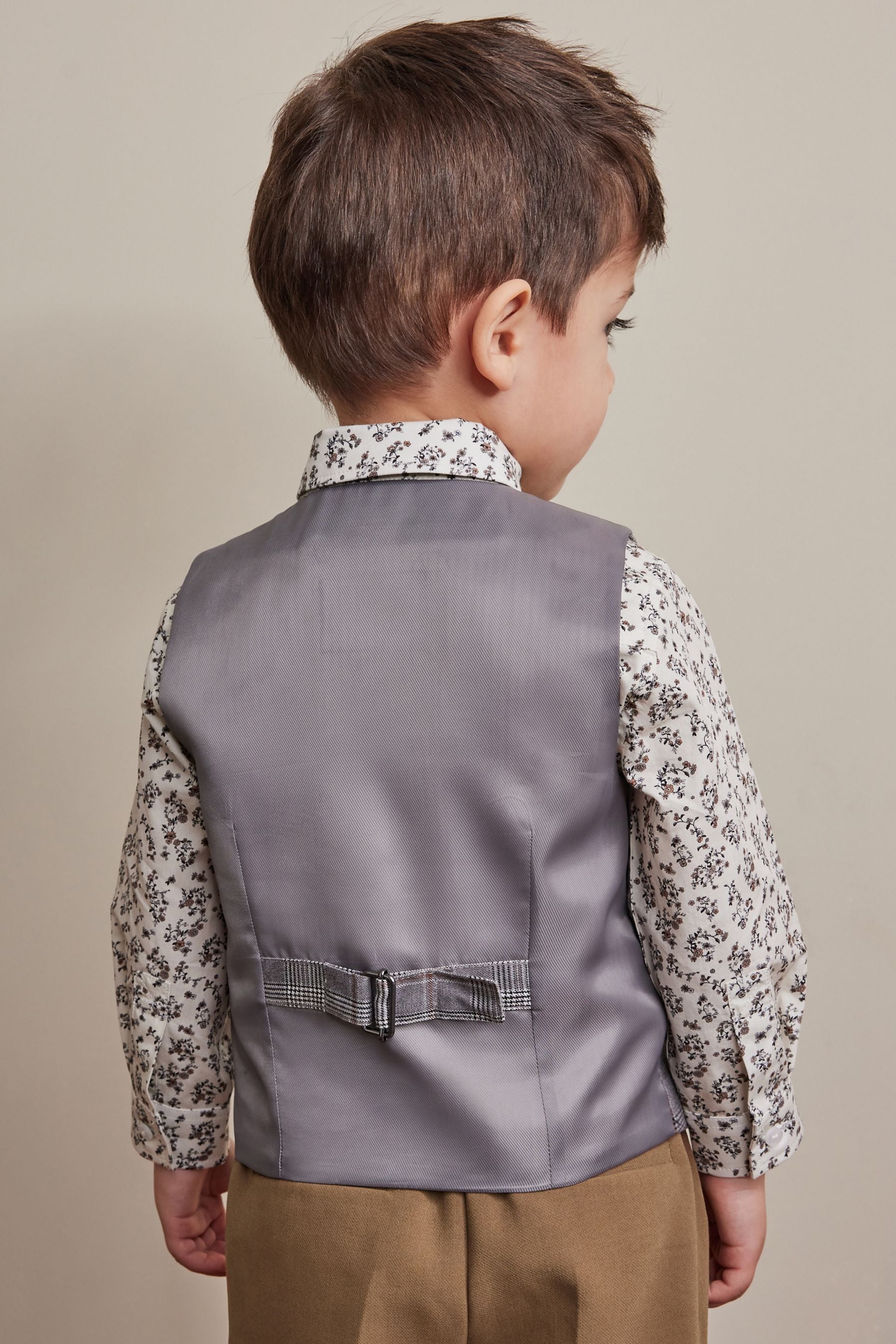 Grey Check Waistcoat Set With Shirt & Bow Tie (3mths-7yrs)