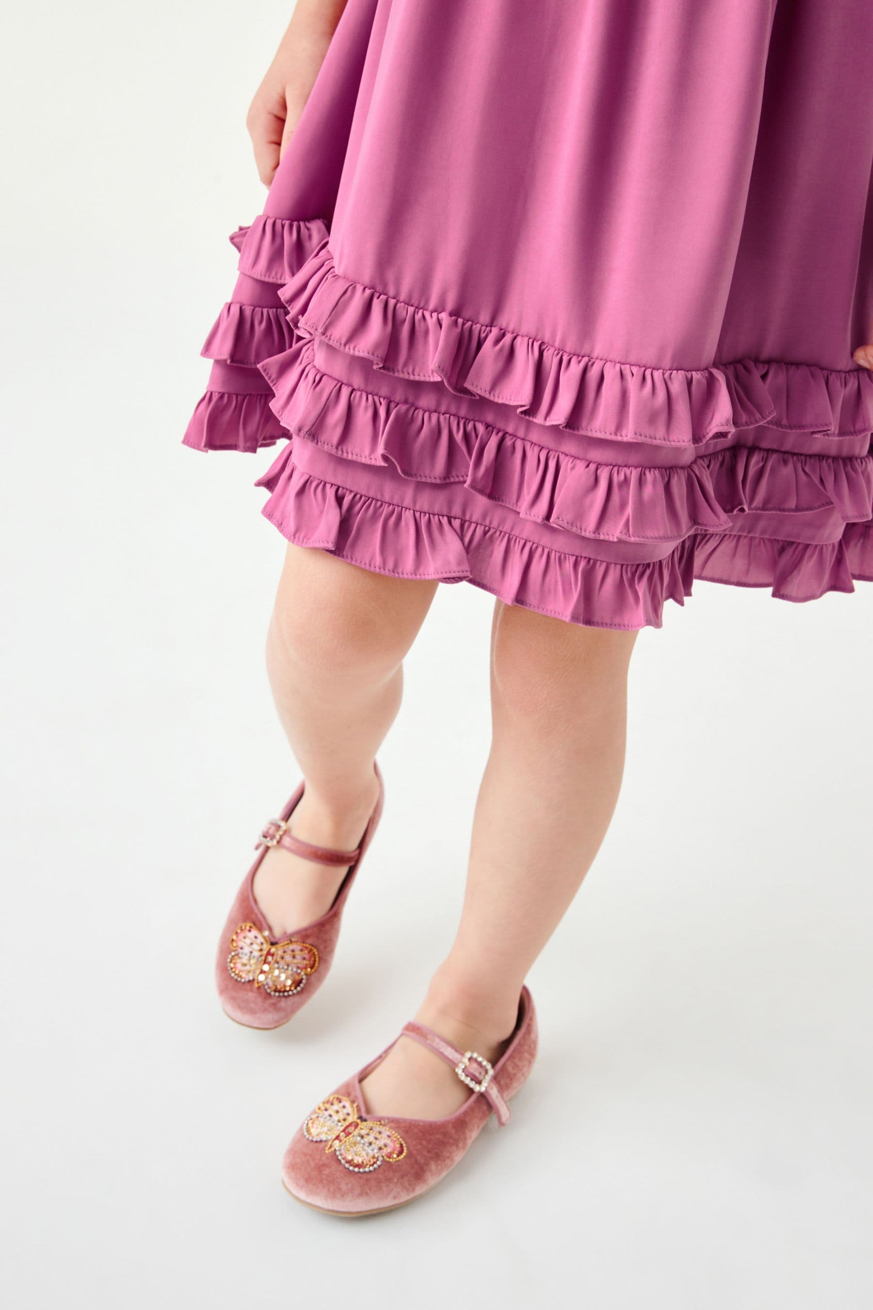 Rose Pink Ruffle Satin Dress (3mths-16yrs)