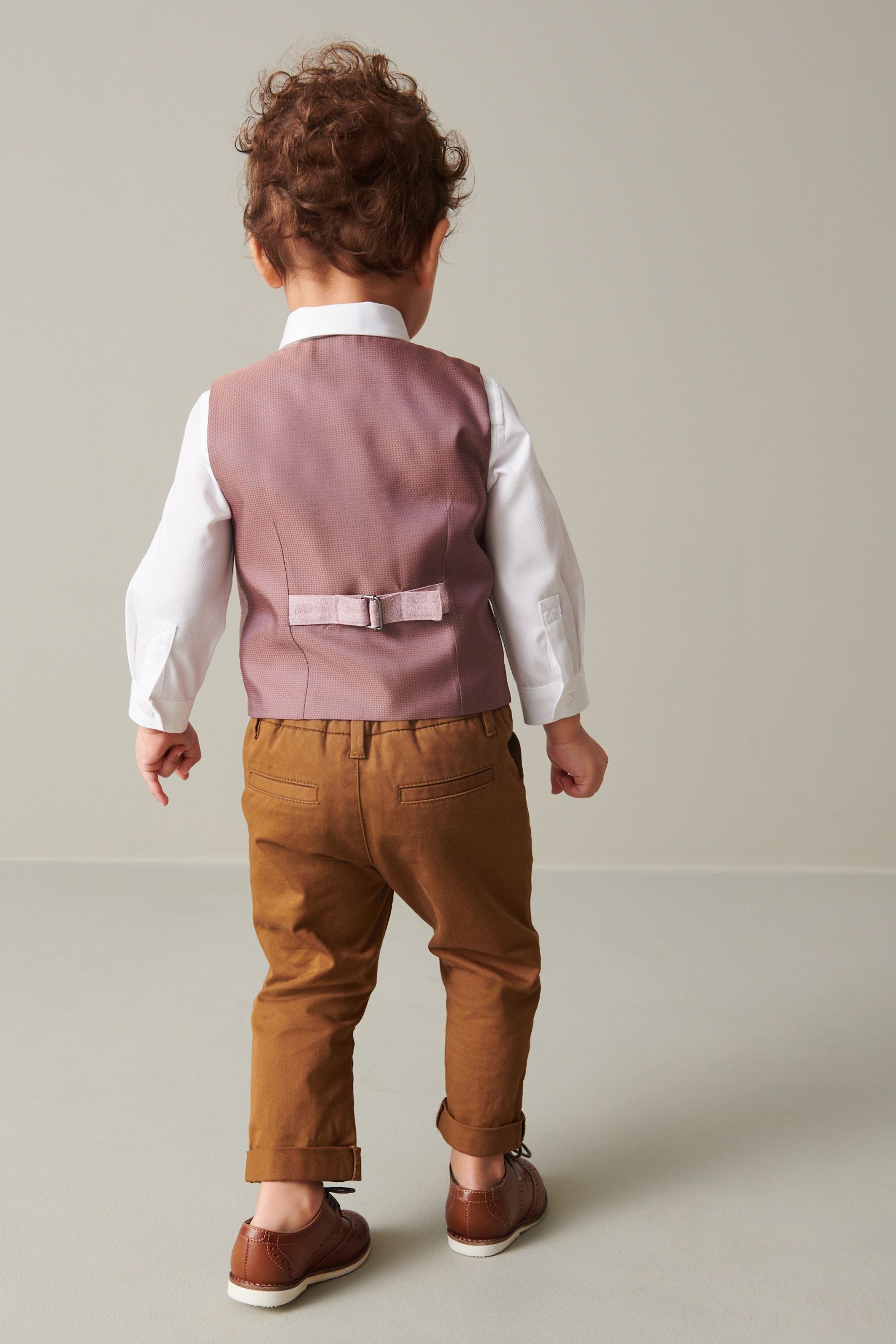 Pink Waistcoat Set With Shirt And Bow Tie (3mths-7yrs)