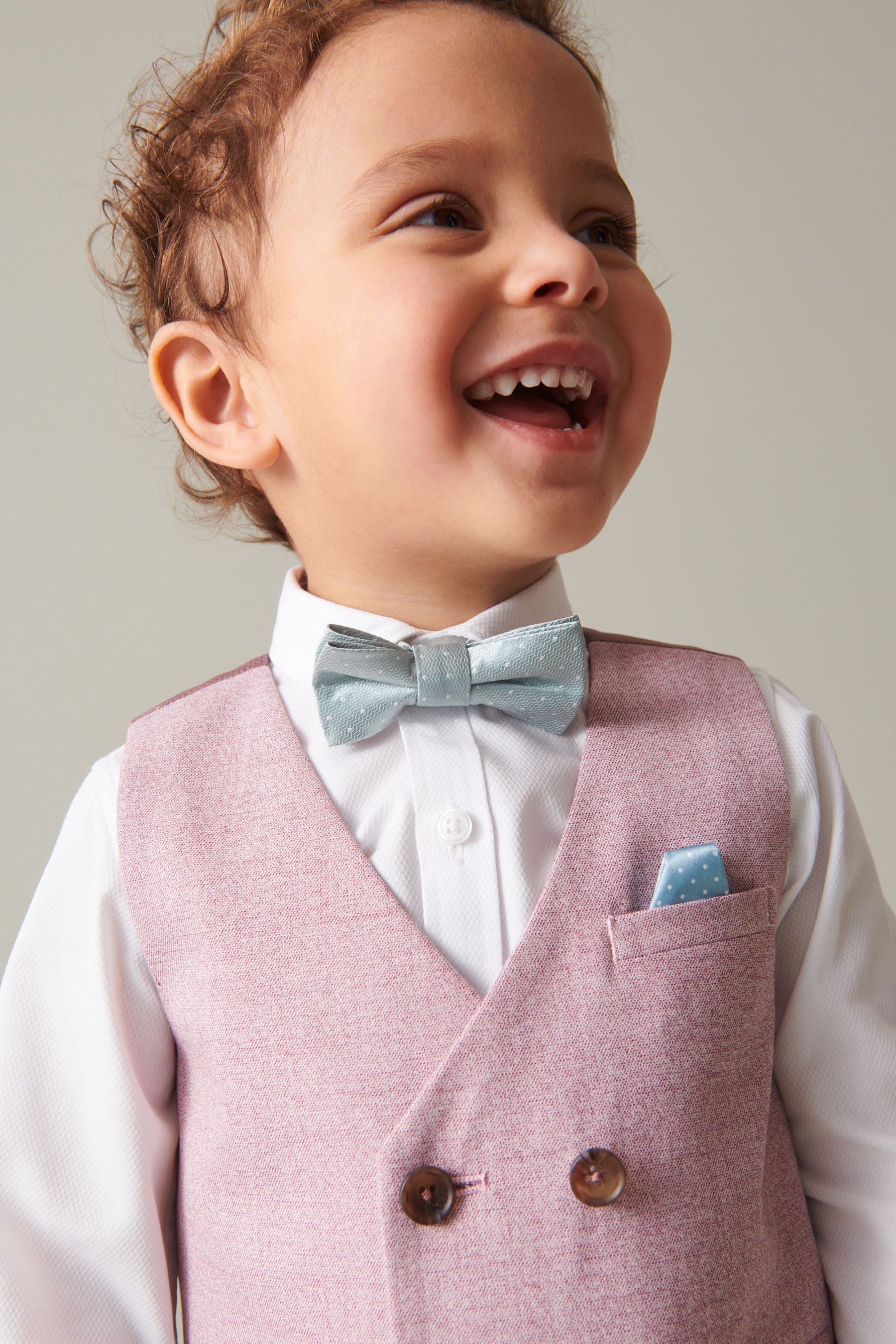 Pink Waistcoat Set With Shirt And Bow Tie (3mths-7yrs)