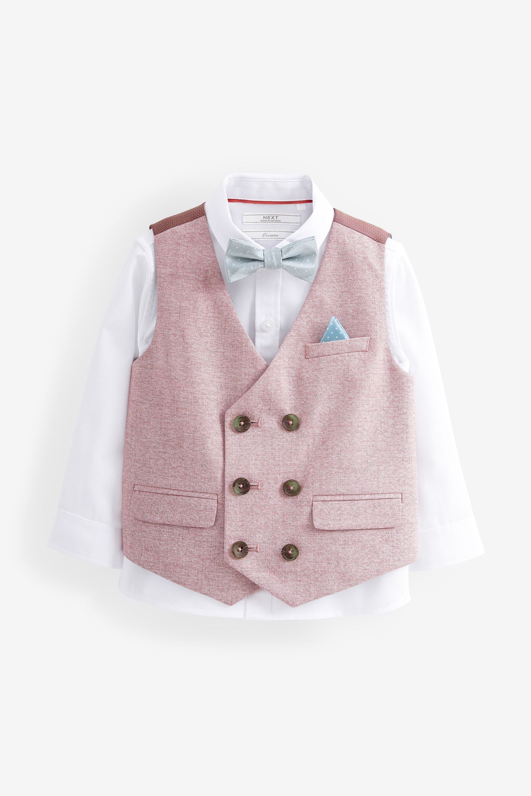 Pink Waistcoat Set With Shirt And Bow Tie (3mths-7yrs)