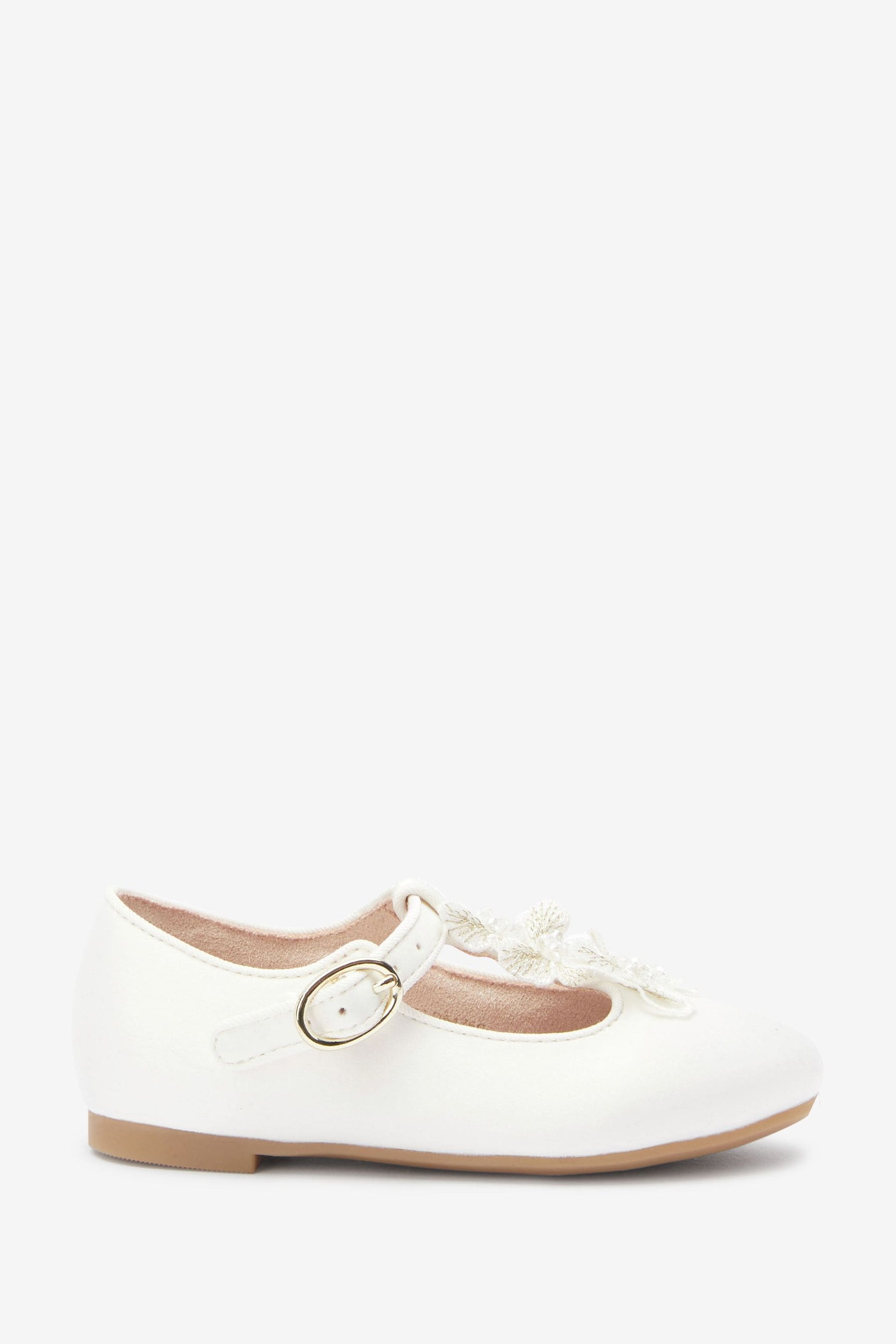 White Butterfly T-Bar Occasion Shoes