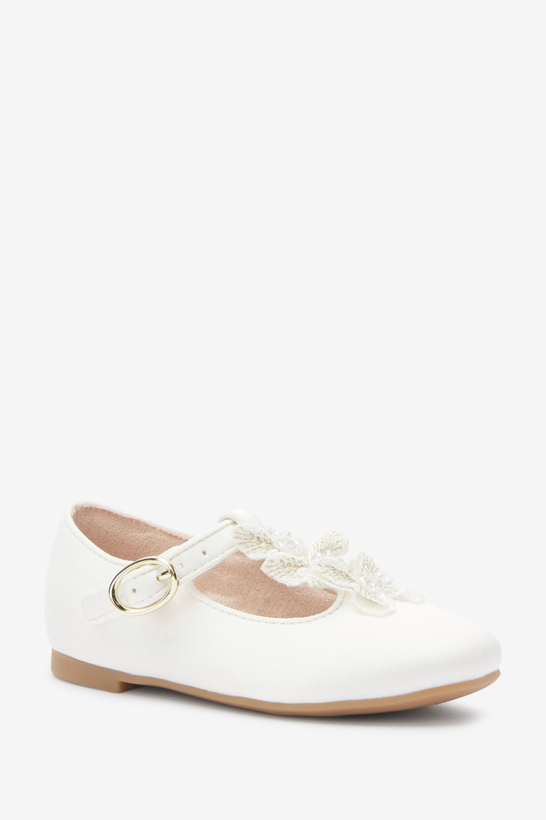 White Butterfly T-Bar Occasion Shoes