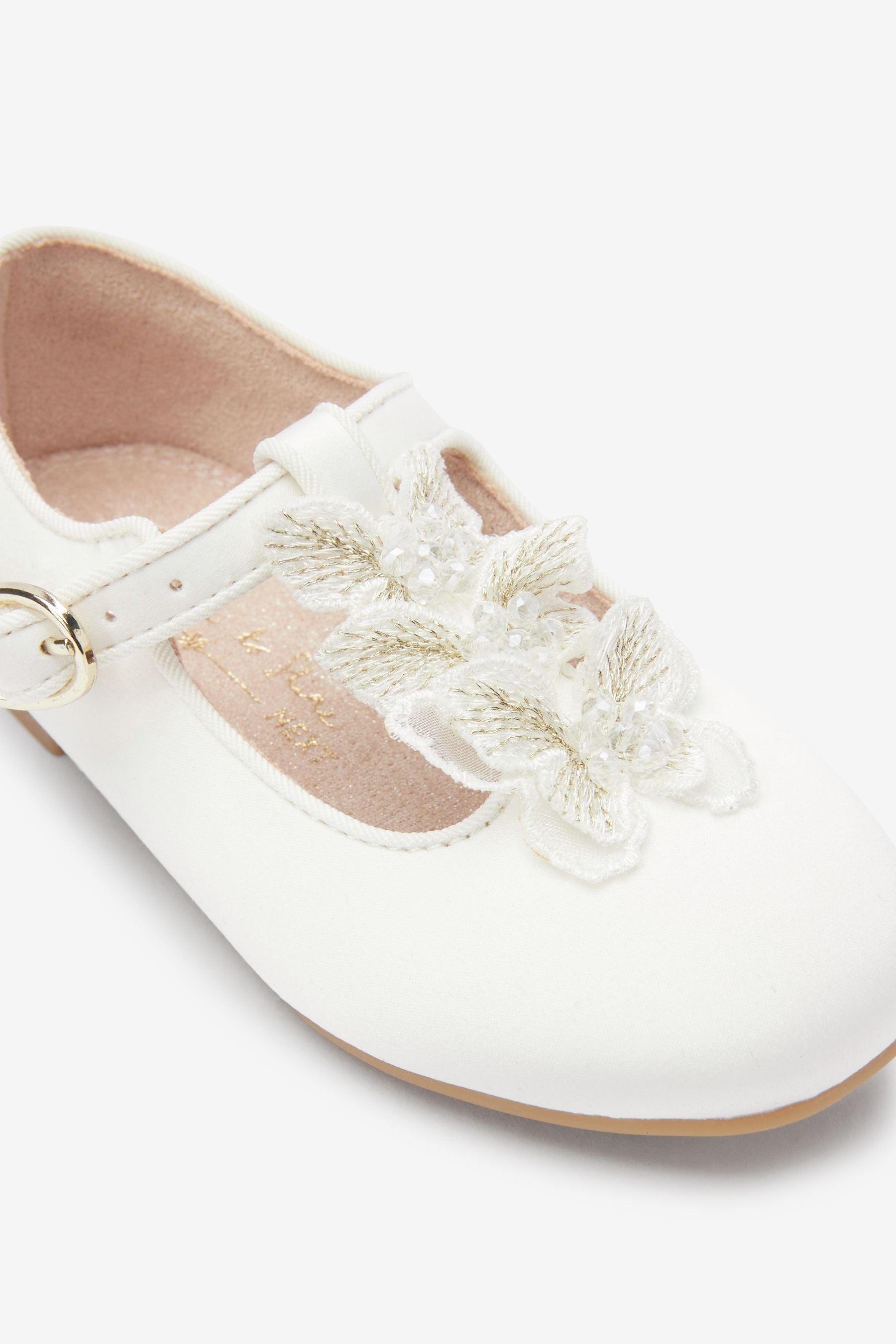 White Butterfly T-Bar Occasion Shoes