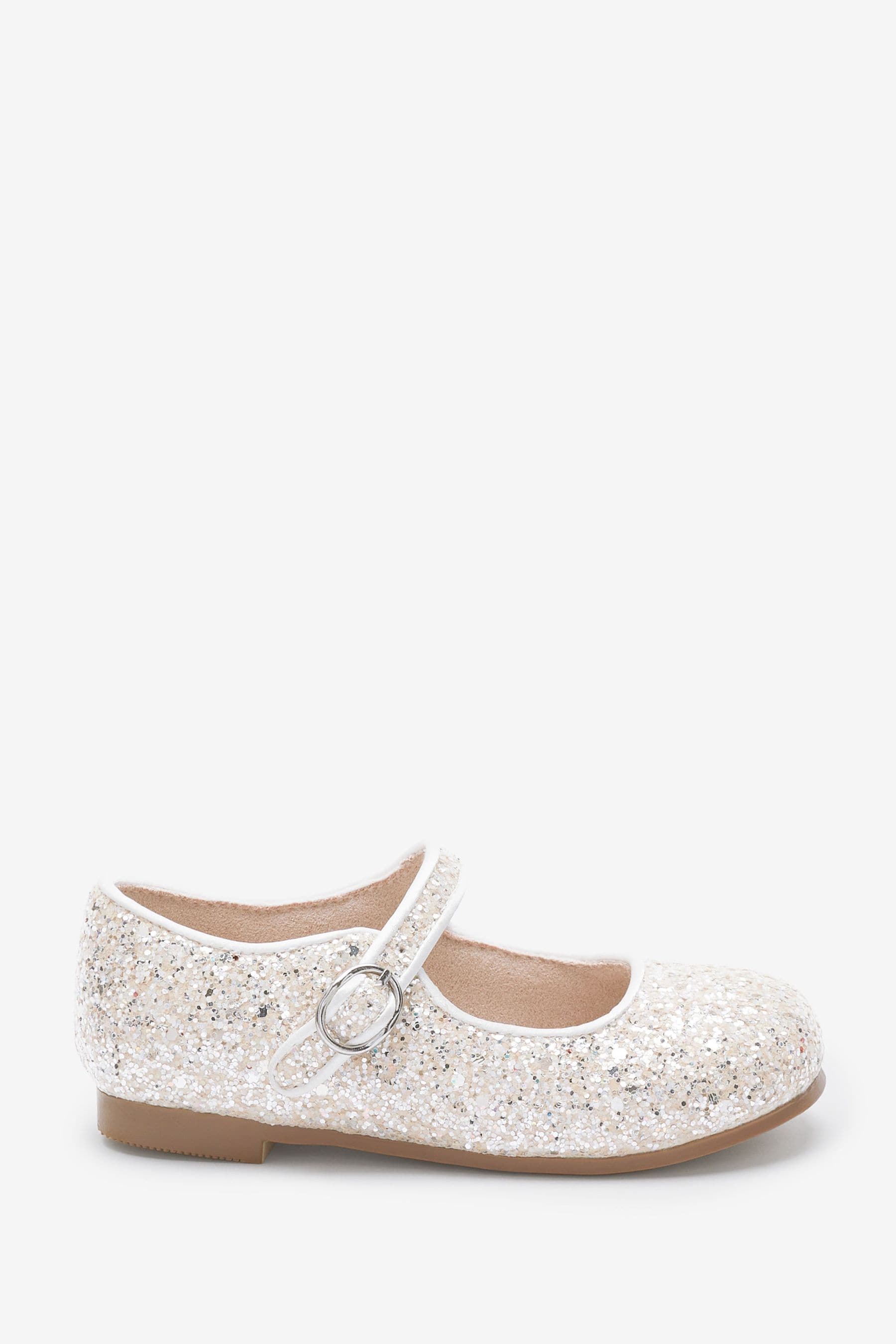 White Glitter Mary Jane Shoes