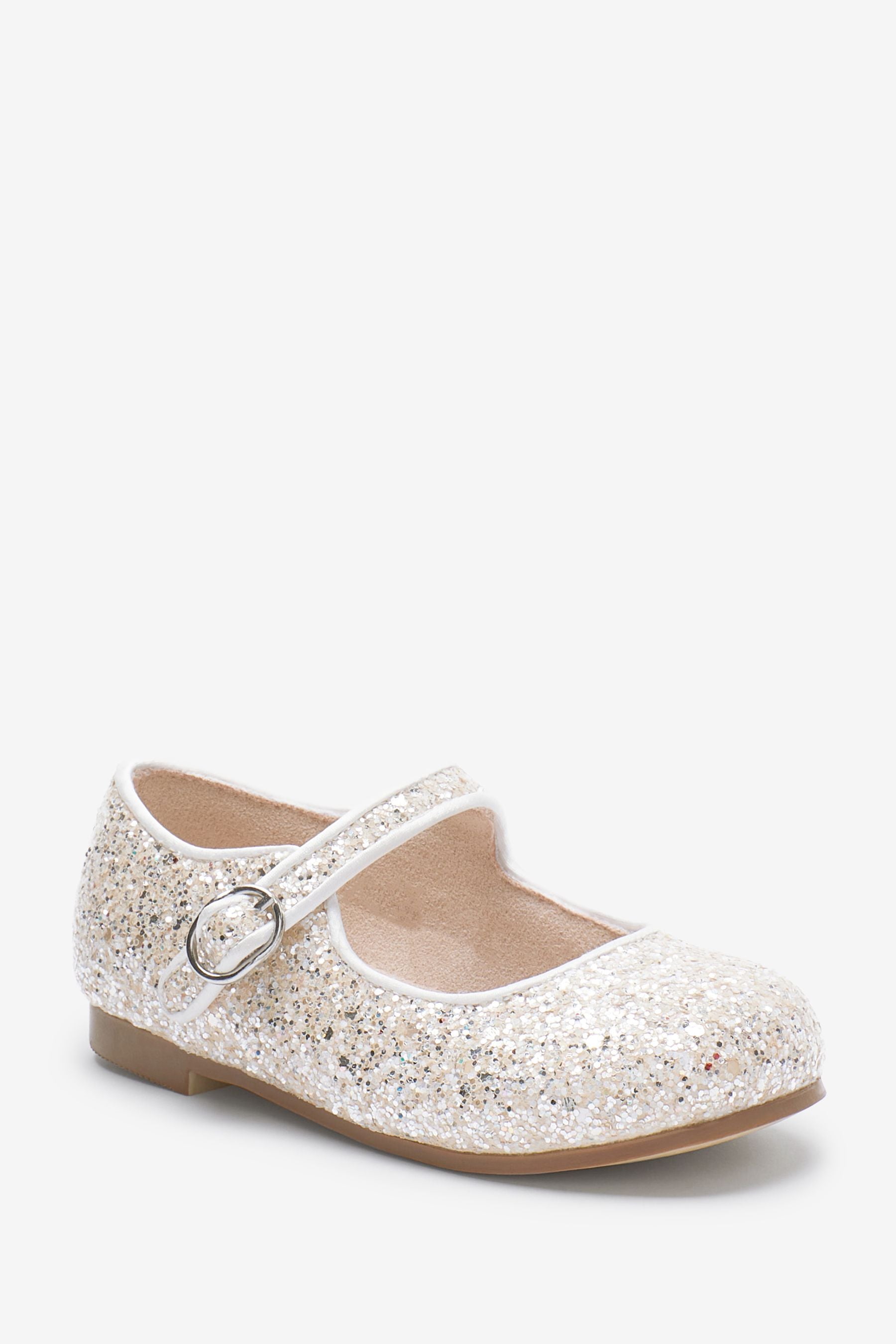 White Glitter Mary Jane Shoes