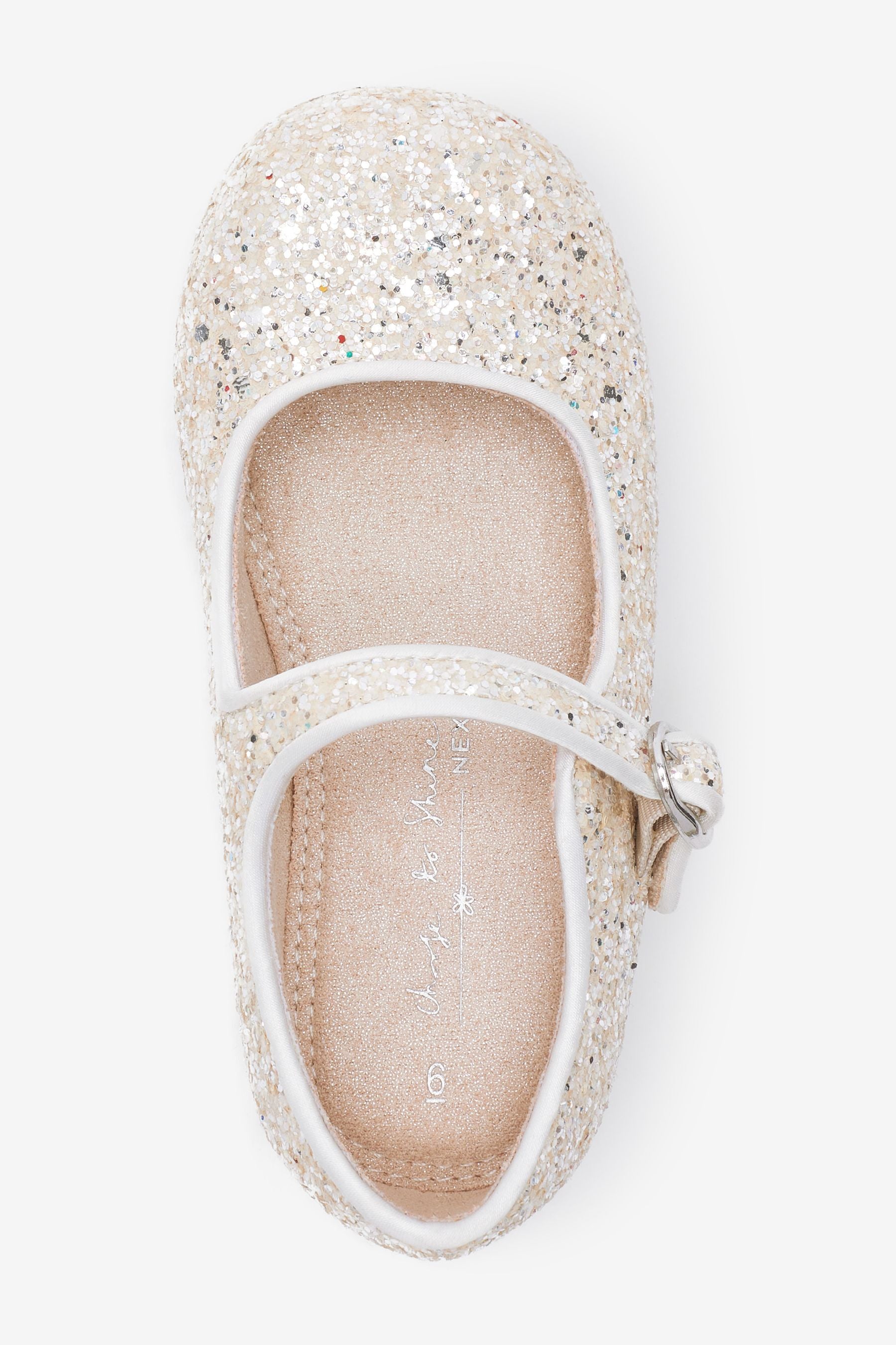 White Glitter Mary Jane Shoes