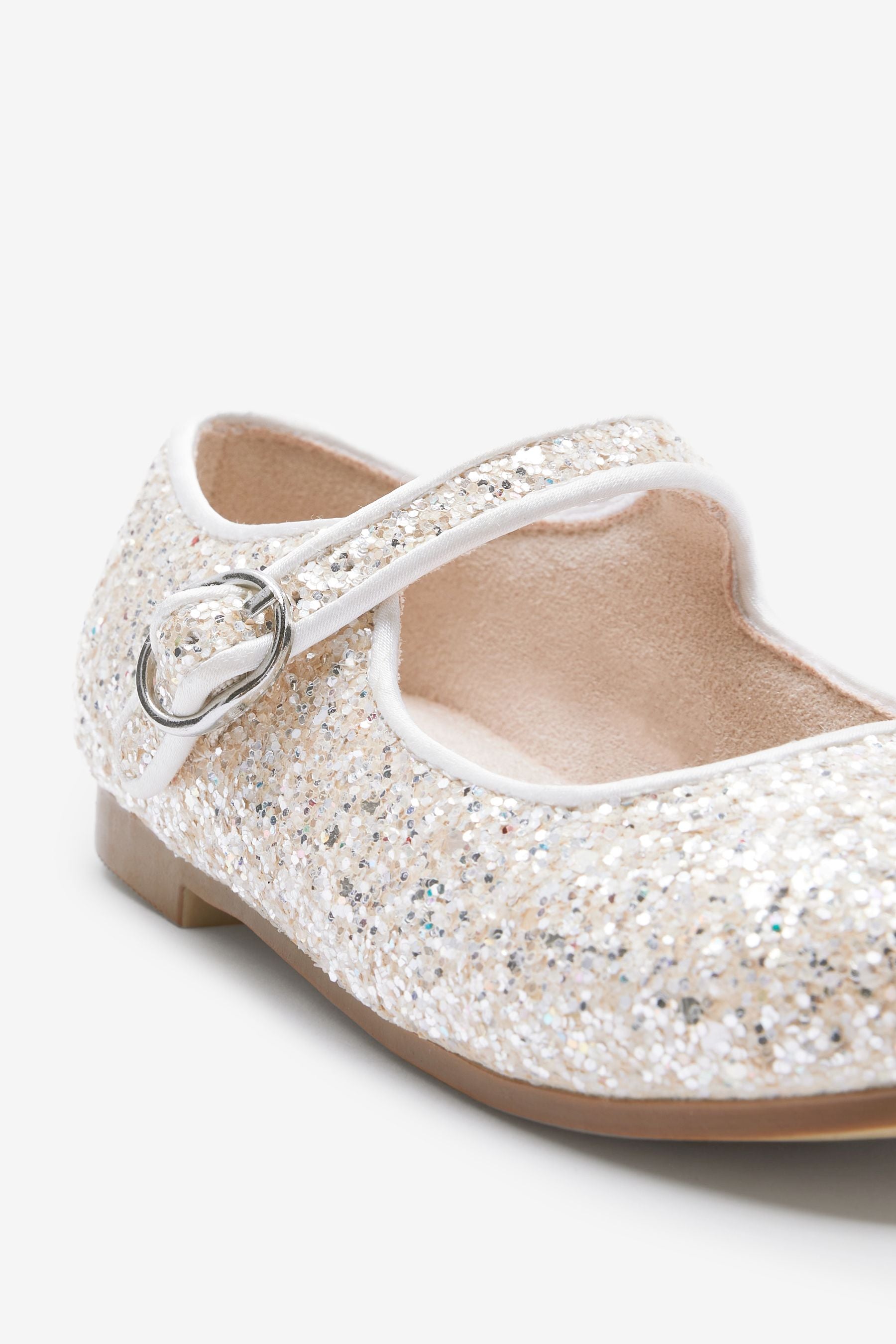 White Glitter Mary Jane Shoes