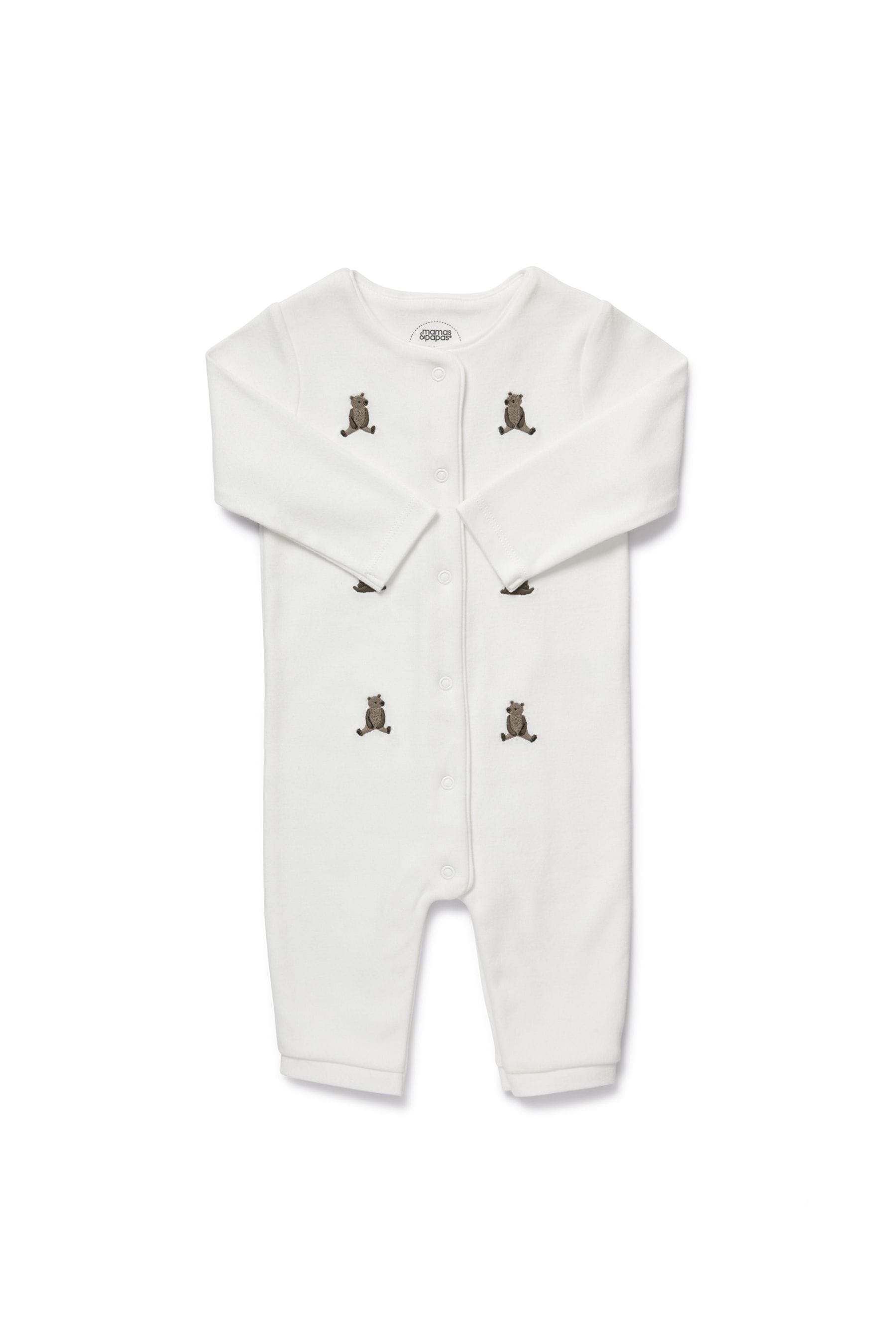 White Mamas & Papas White Embroidered Bears Romper