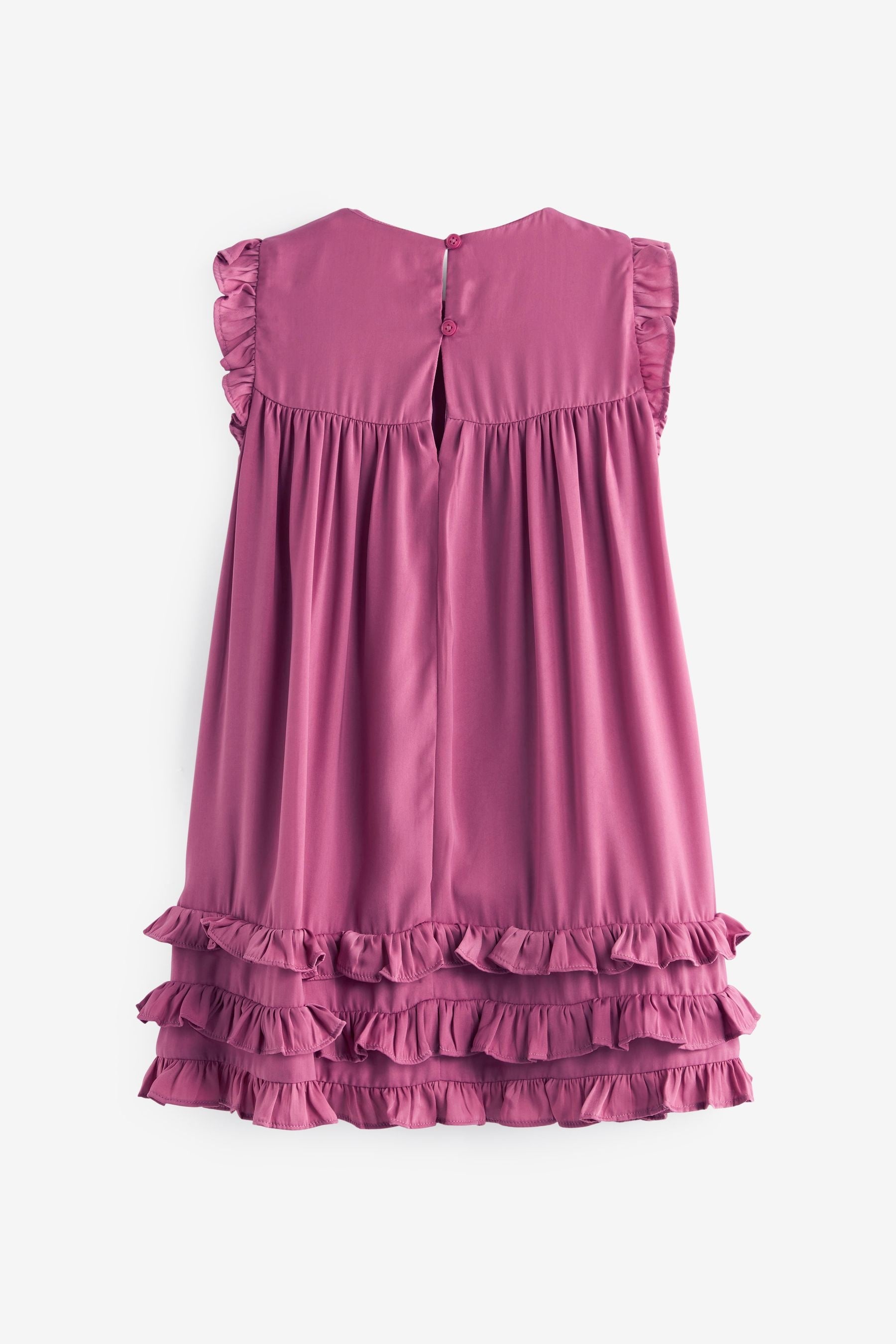 Rose Pink Ruffle Satin Dress (3mths-16yrs)