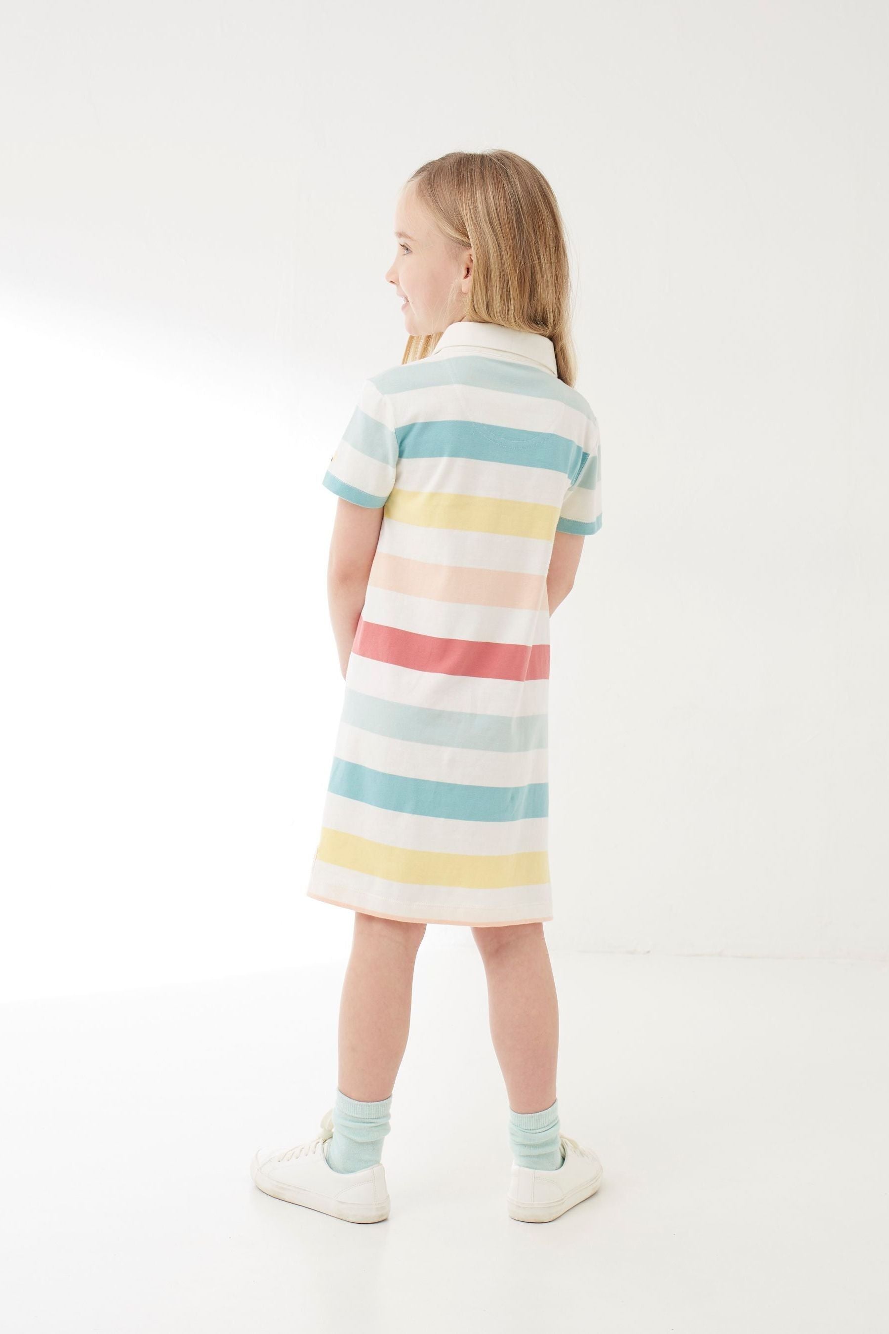 Fat Face Natural Lena Stripe Polo Dress