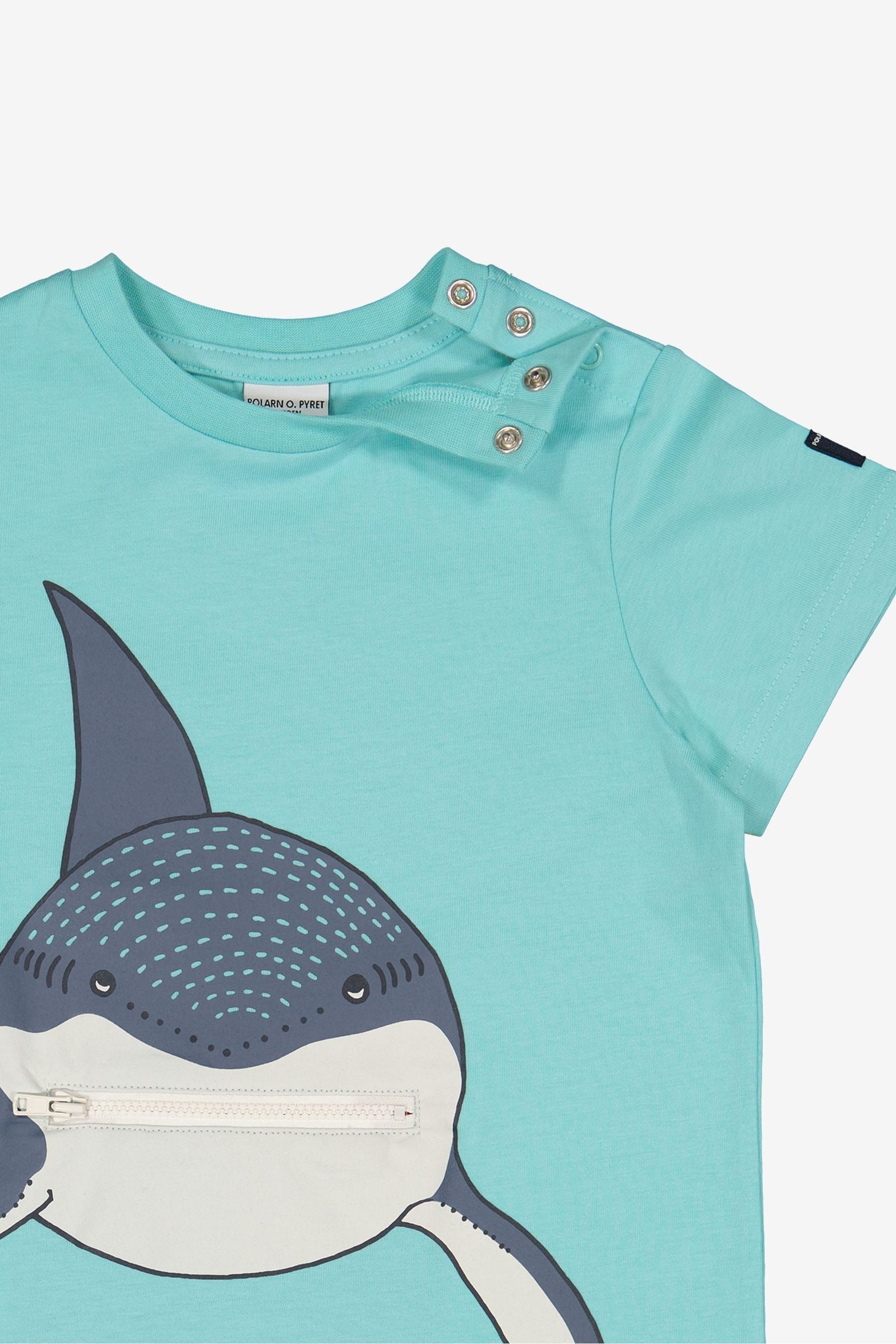 Polarn O. Pyret Blue Organic Cotton Shark Print T-Shirt