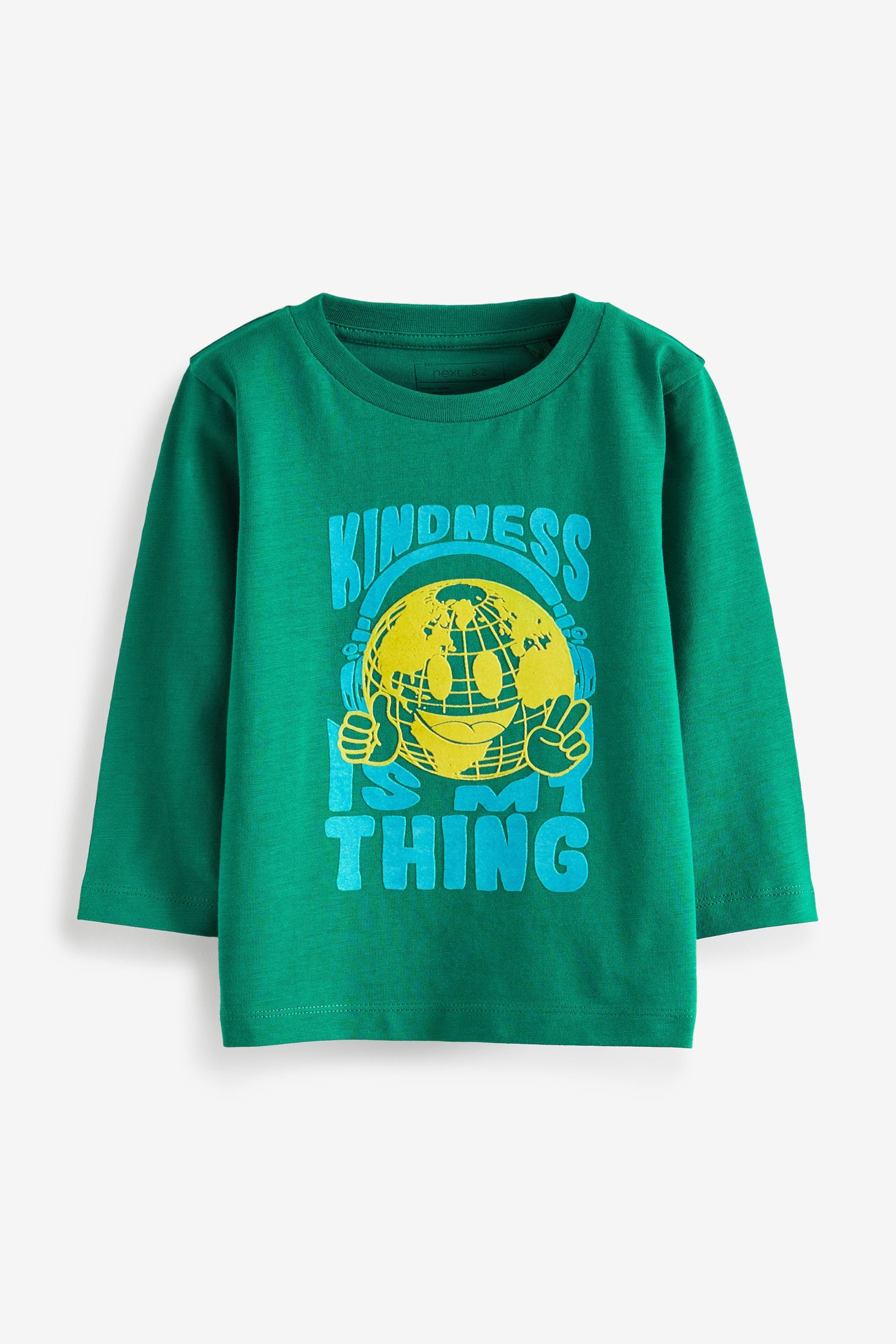 Green Long Sleeve Positive Slogan T-Shirt (3mths-7yrs)