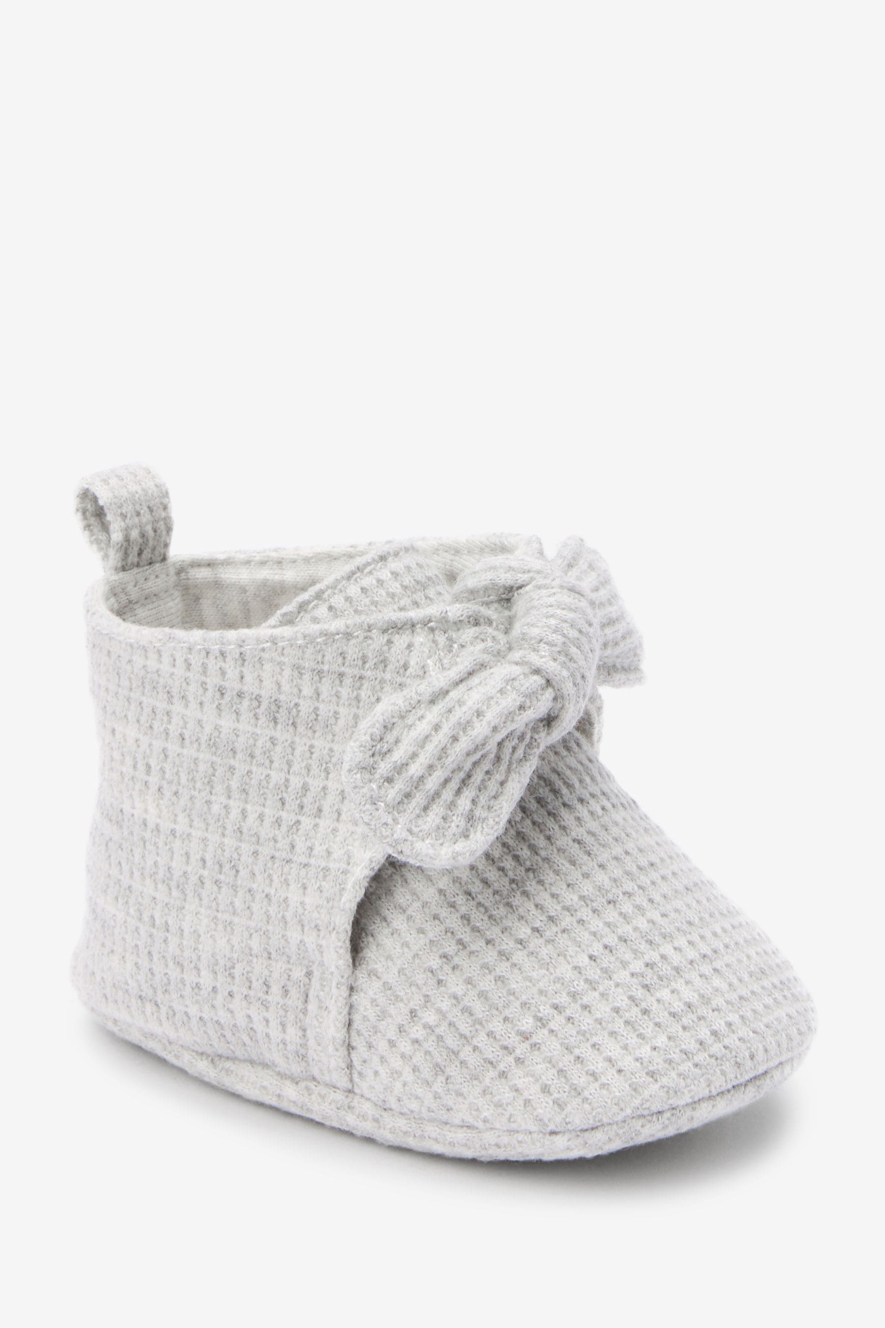 Grey Waffle Tie Booties (0-18mths)