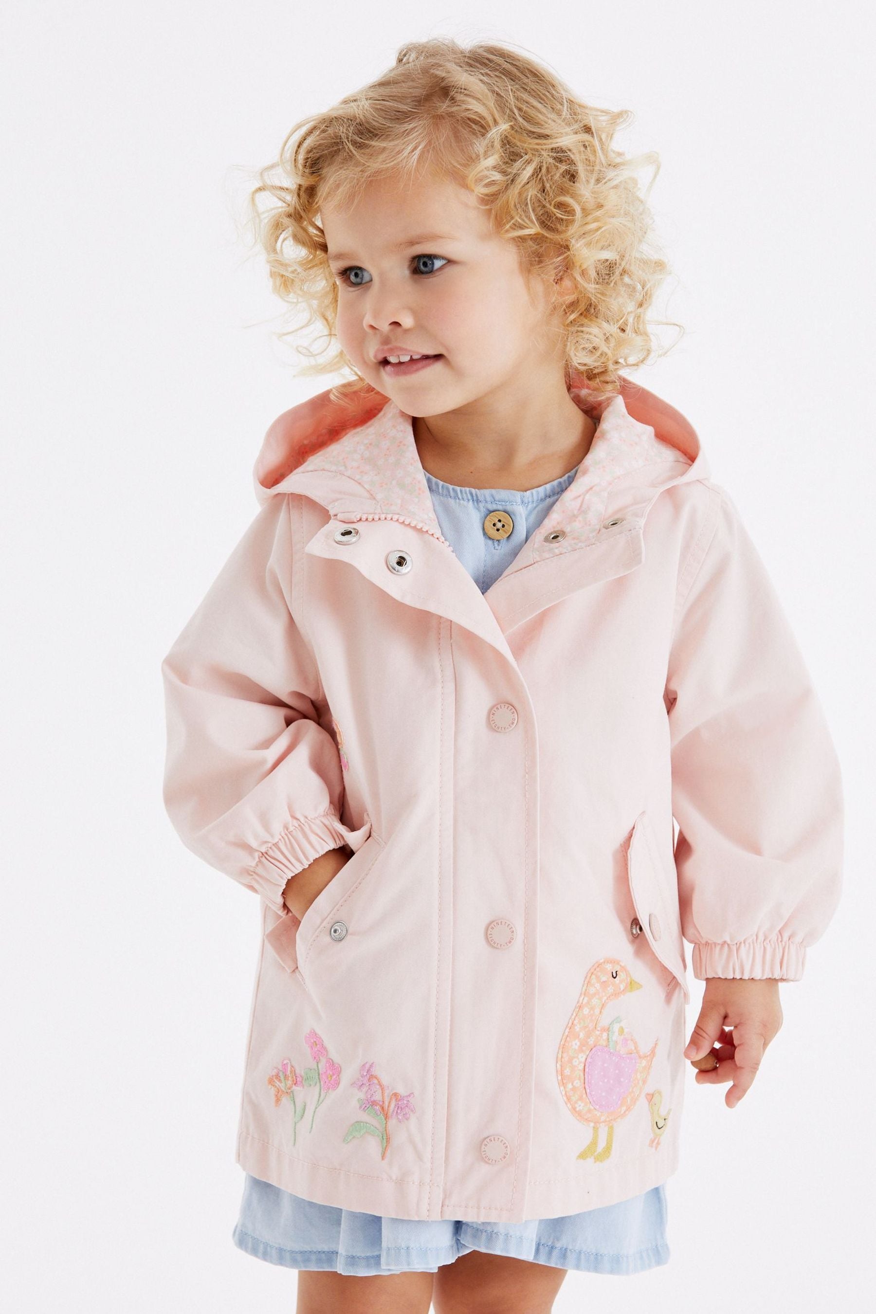 Pink Cotton Embroidered Mac (3mths-7yrs)