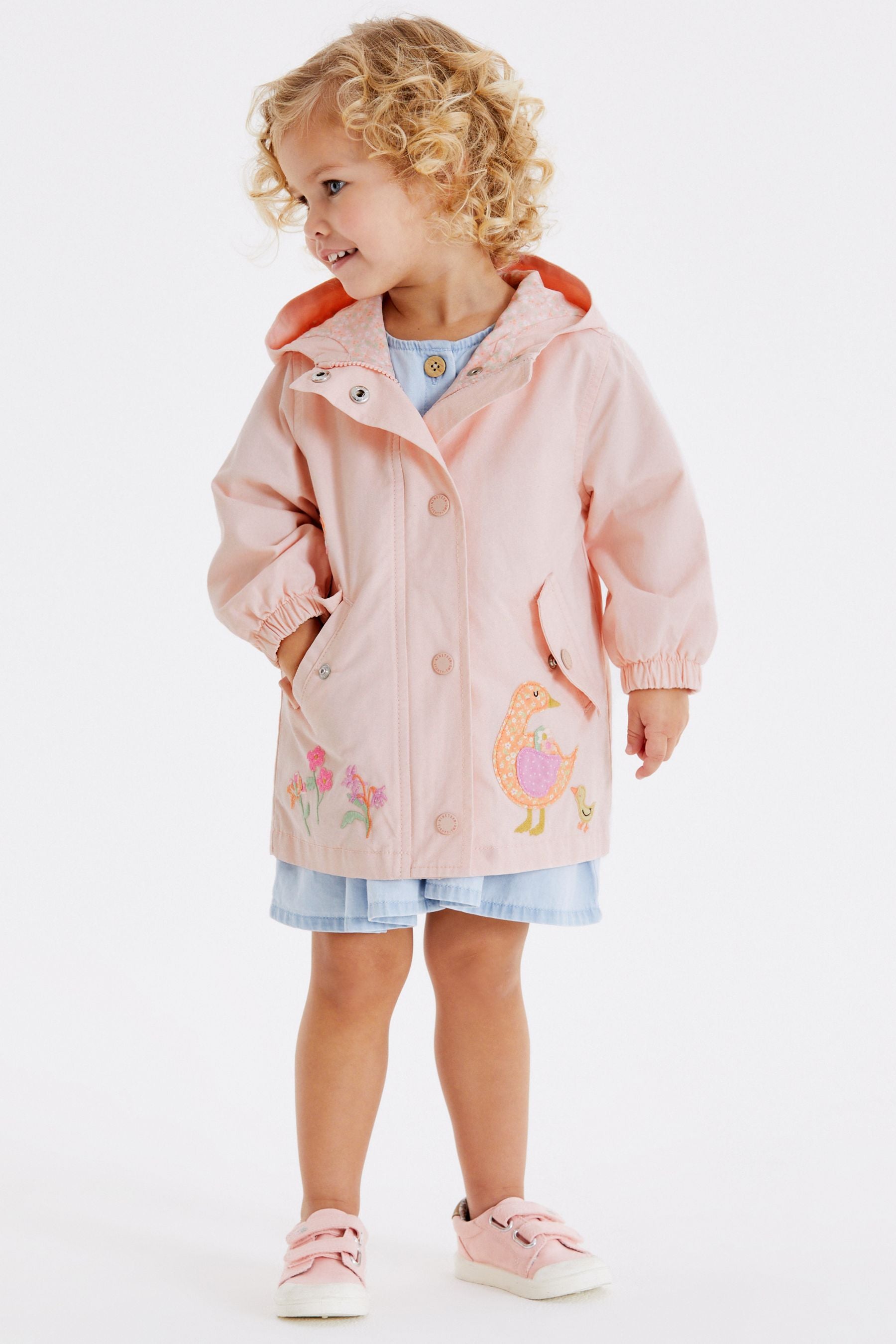 Pink Cotton Embroidered Mac (3mths-7yrs)