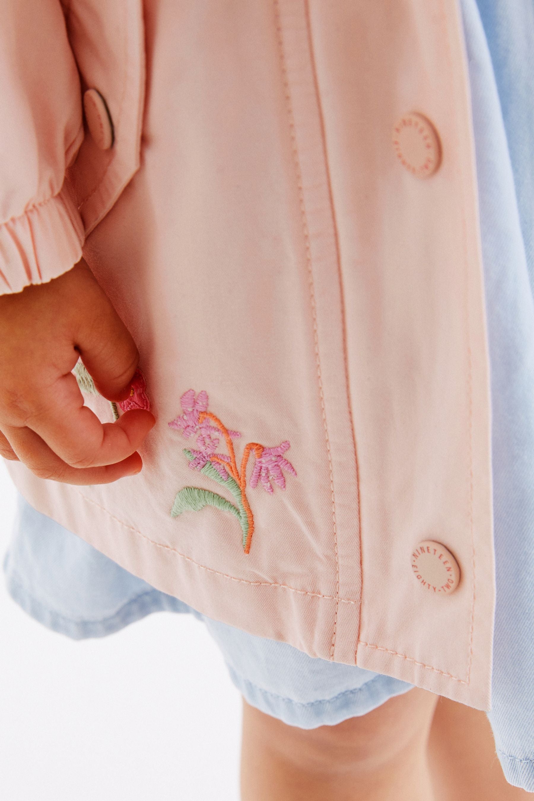 Pink Cotton Embroidered Mac (3mths-7yrs)