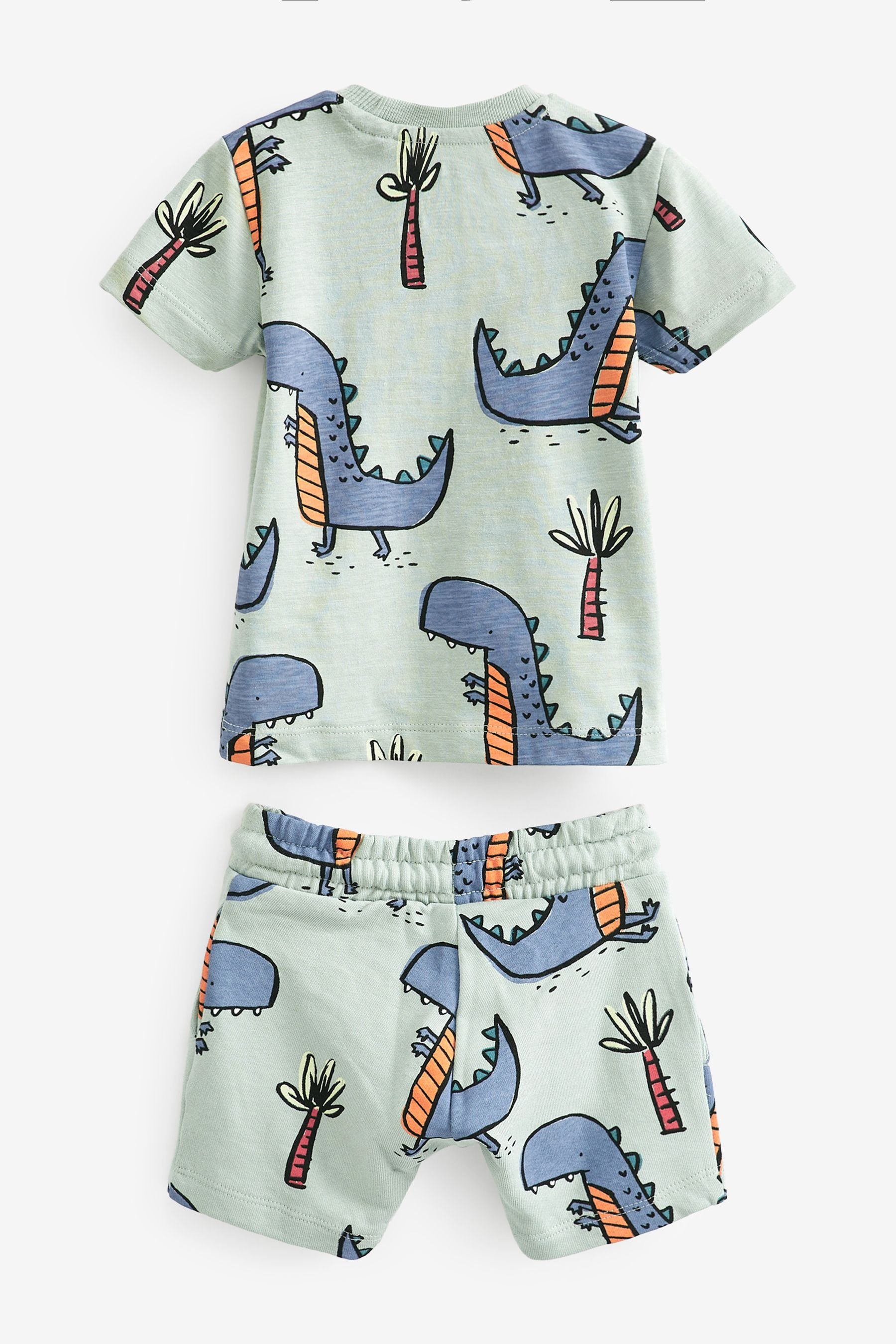 Mineral Green Dino All-Over Printed T-Shirt and Shorts Set (3mths-7yrs)