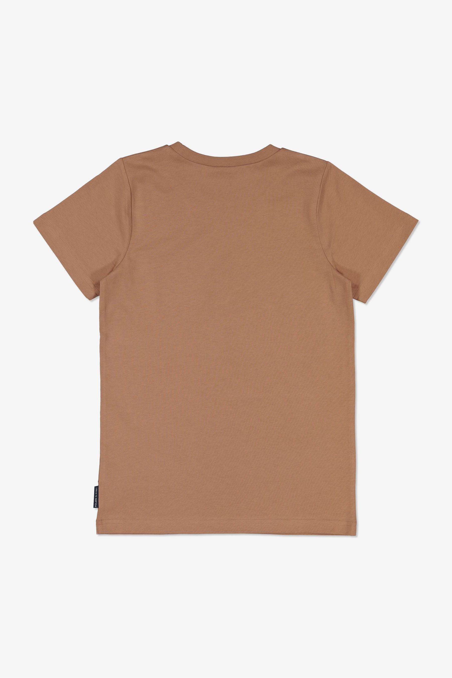 Polarn O. Pyret Brown Organic Cotton Slogan Print T-Shirt