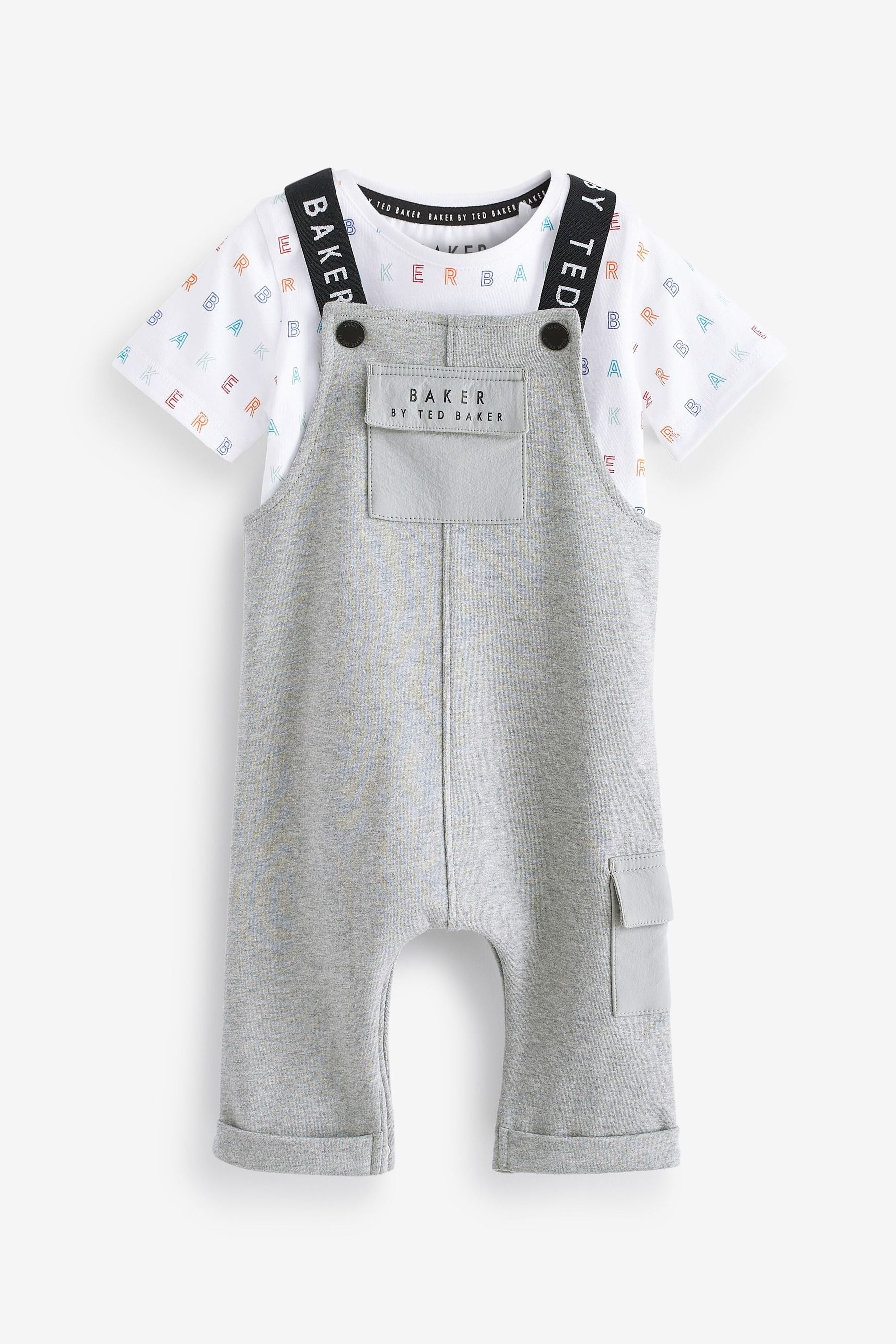 Grey Baker by Ted Baker T-Shirt and Dungaree Set