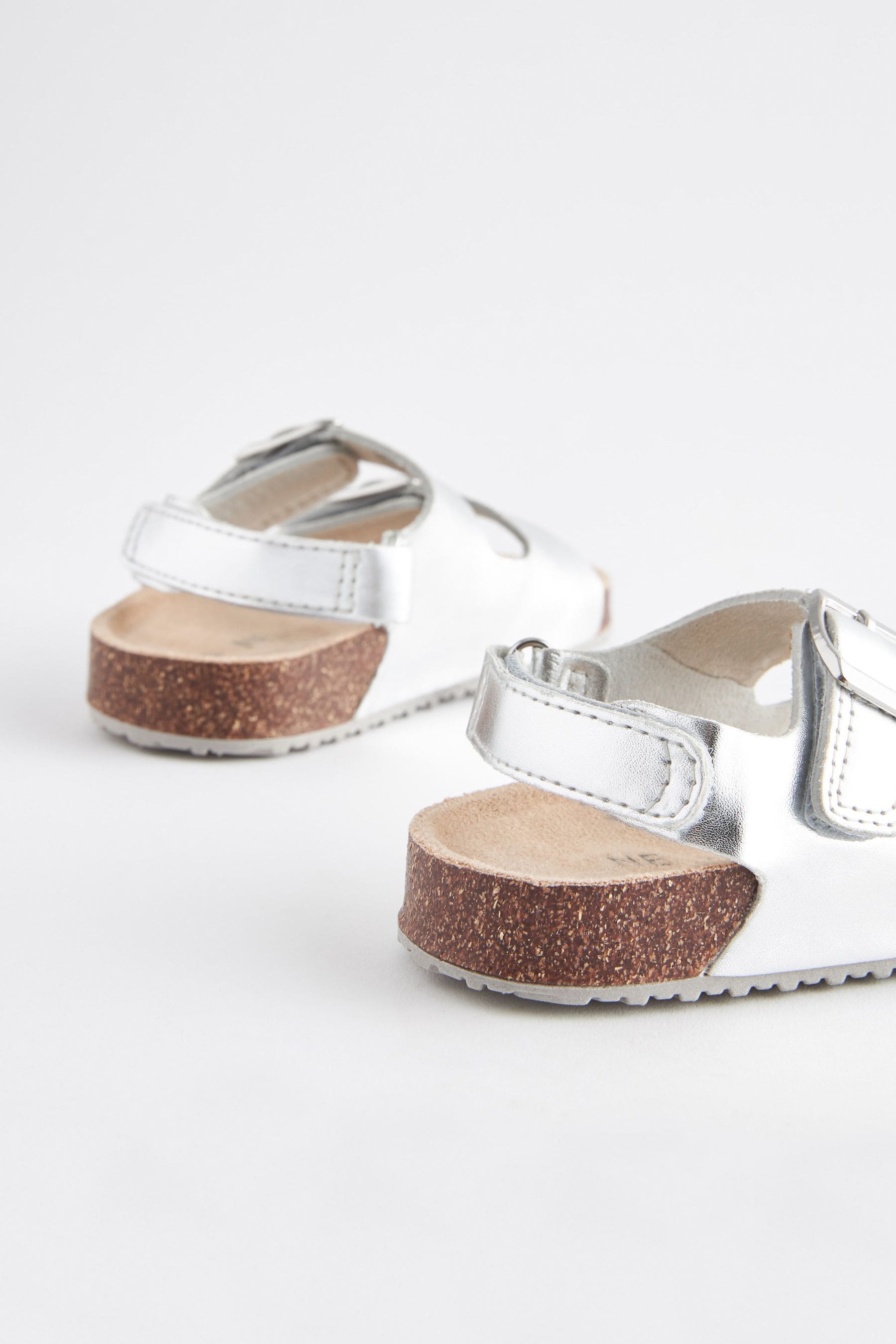 Silver Double Buckle Corkbed Sandals