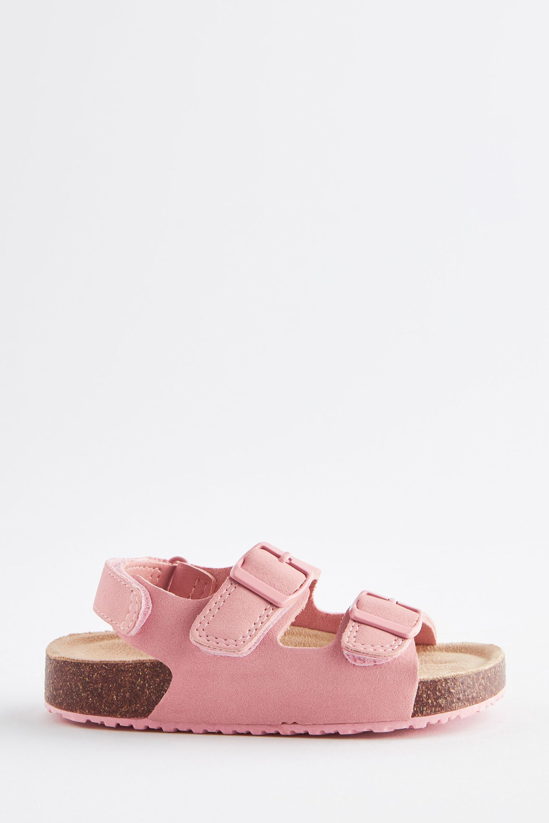 Pink Double Buckle Corkbed Sandals