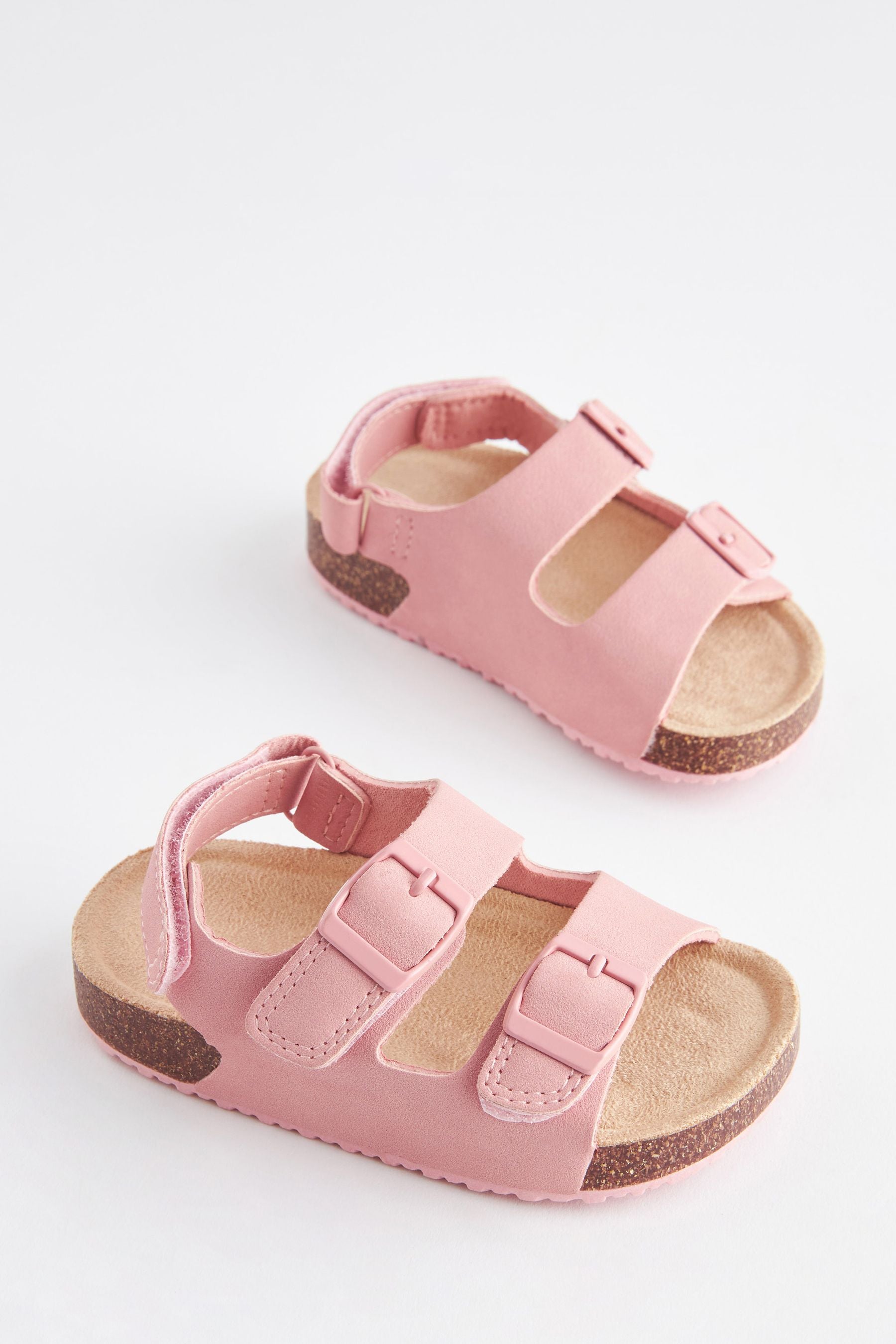 Pink Double Buckle Corkbed Sandals