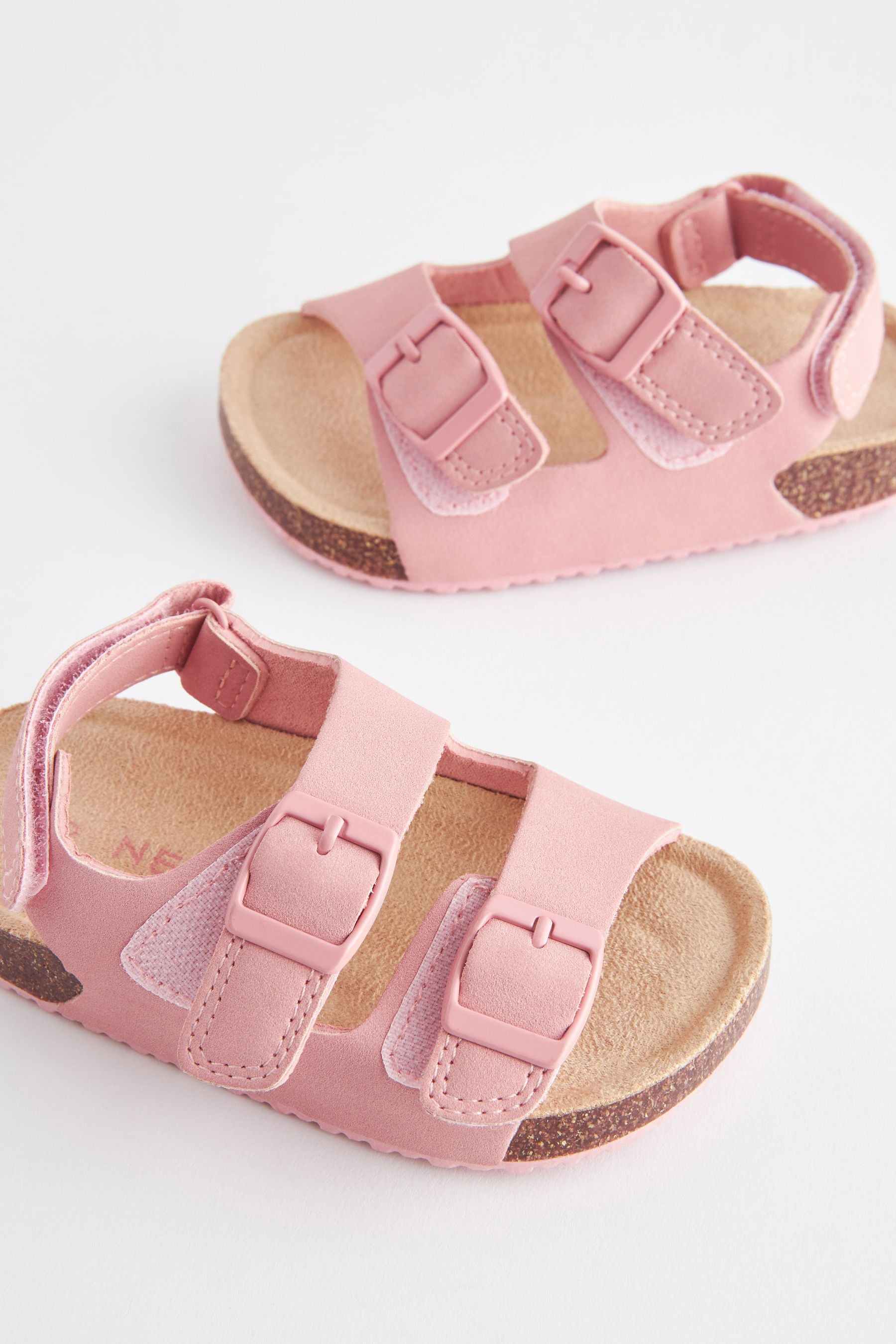 Pink Double Buckle Corkbed Sandals