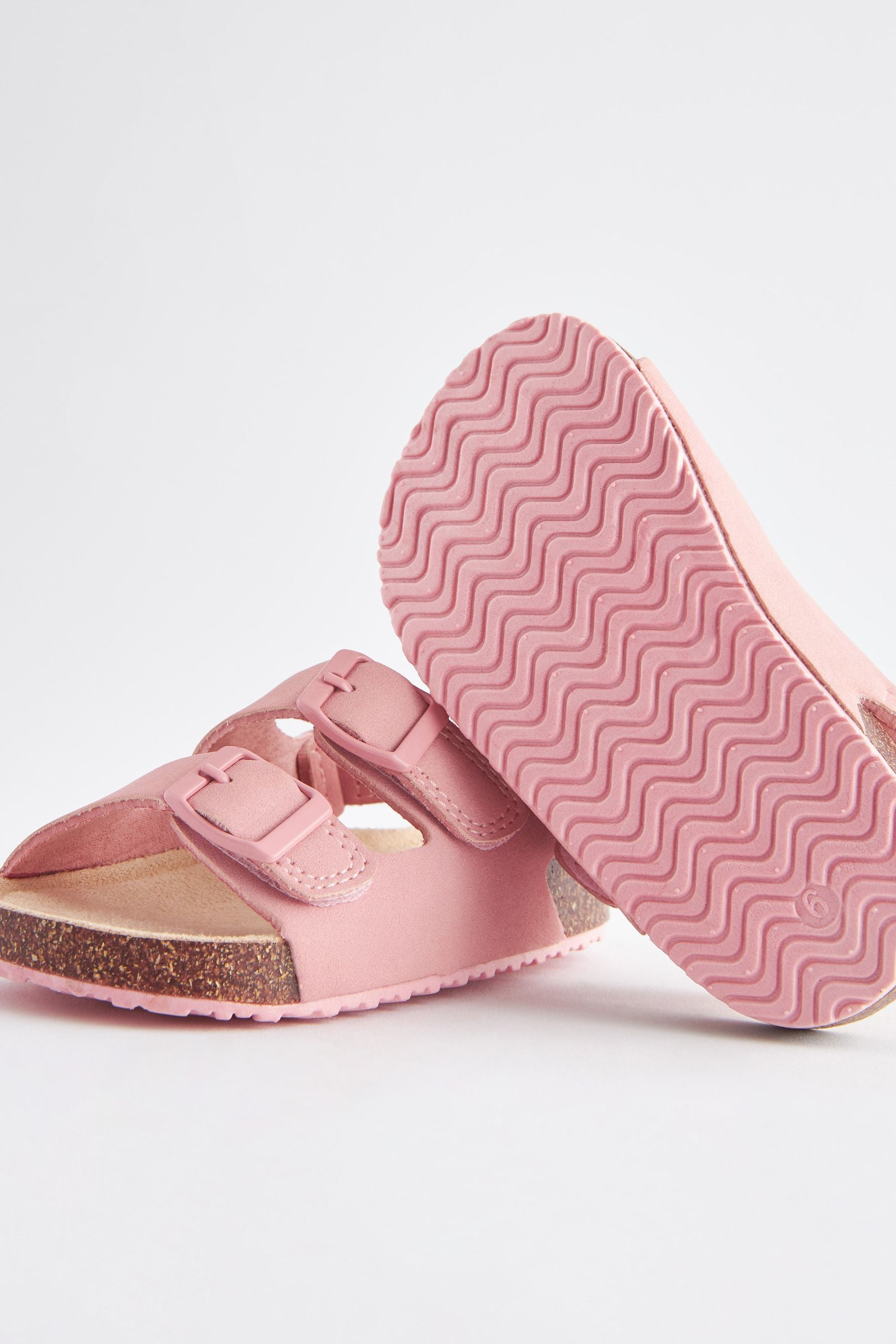 Pink Double Buckle Corkbed Sandals