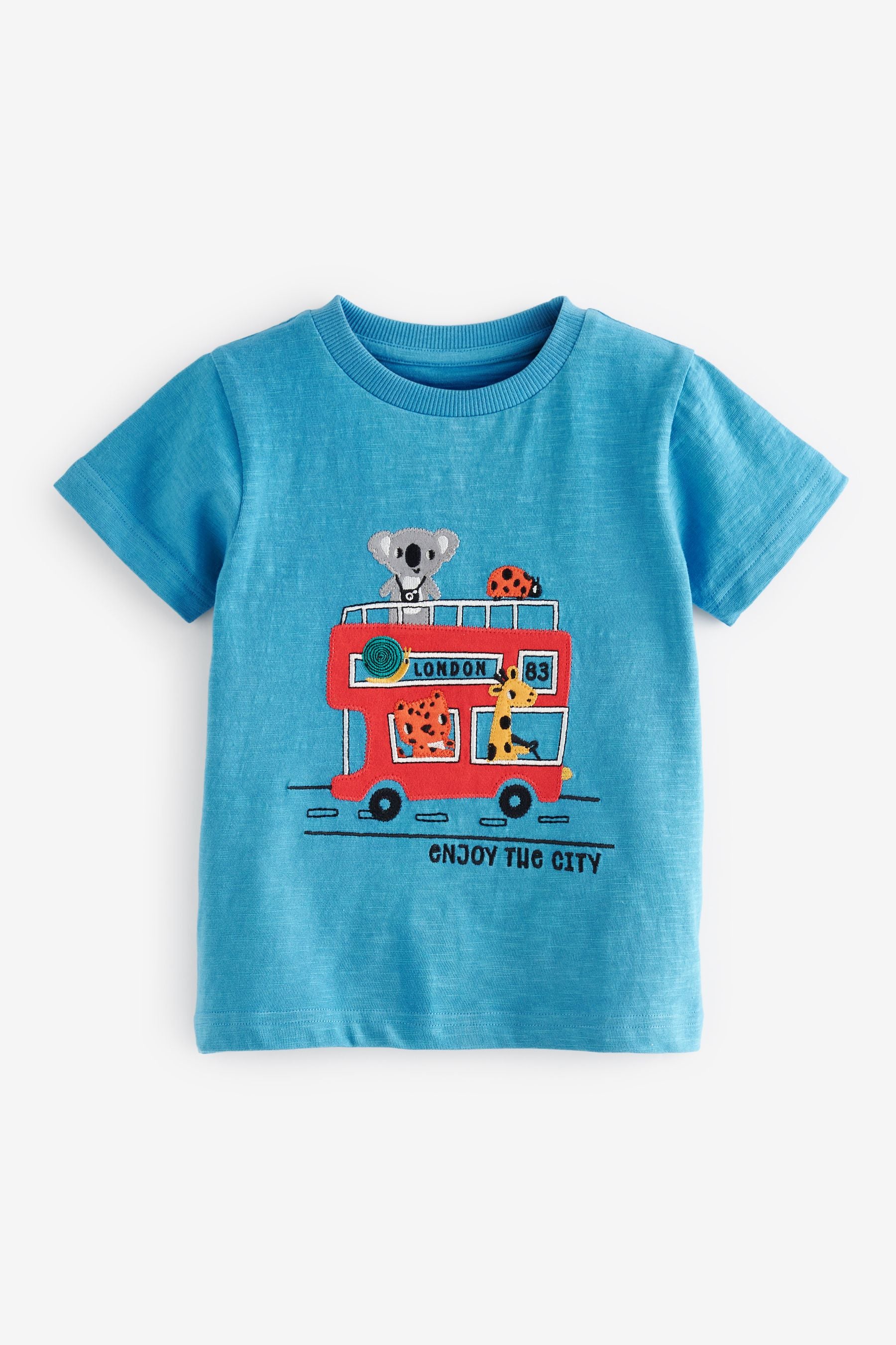 Blue London Zoo Animals Short Sleeve Character T-Shirts 3 Pack (3mths-7yrs)