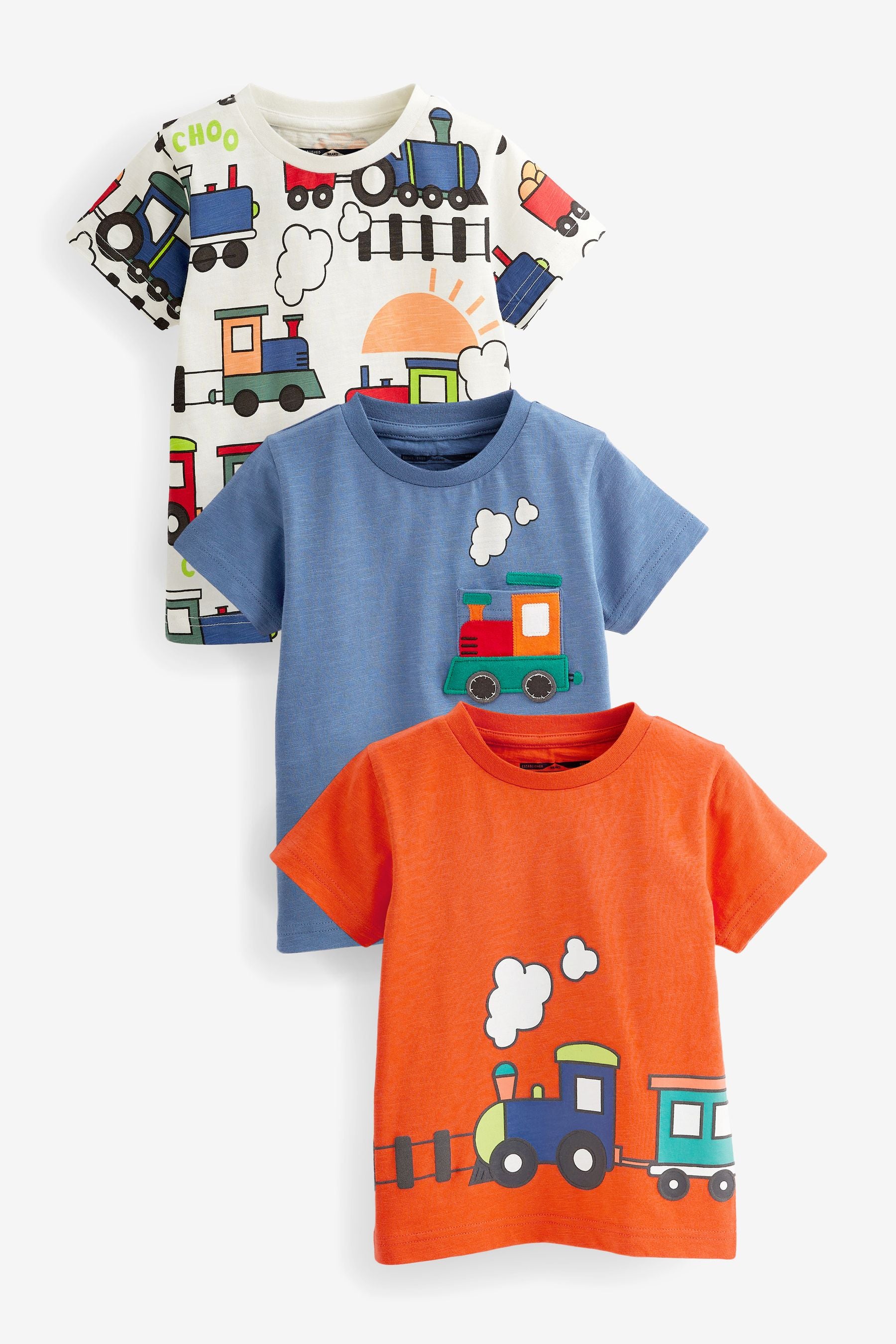 Bright Train Character Short Sleeve T-Shirts 3 Pack (3mths-7yrs)