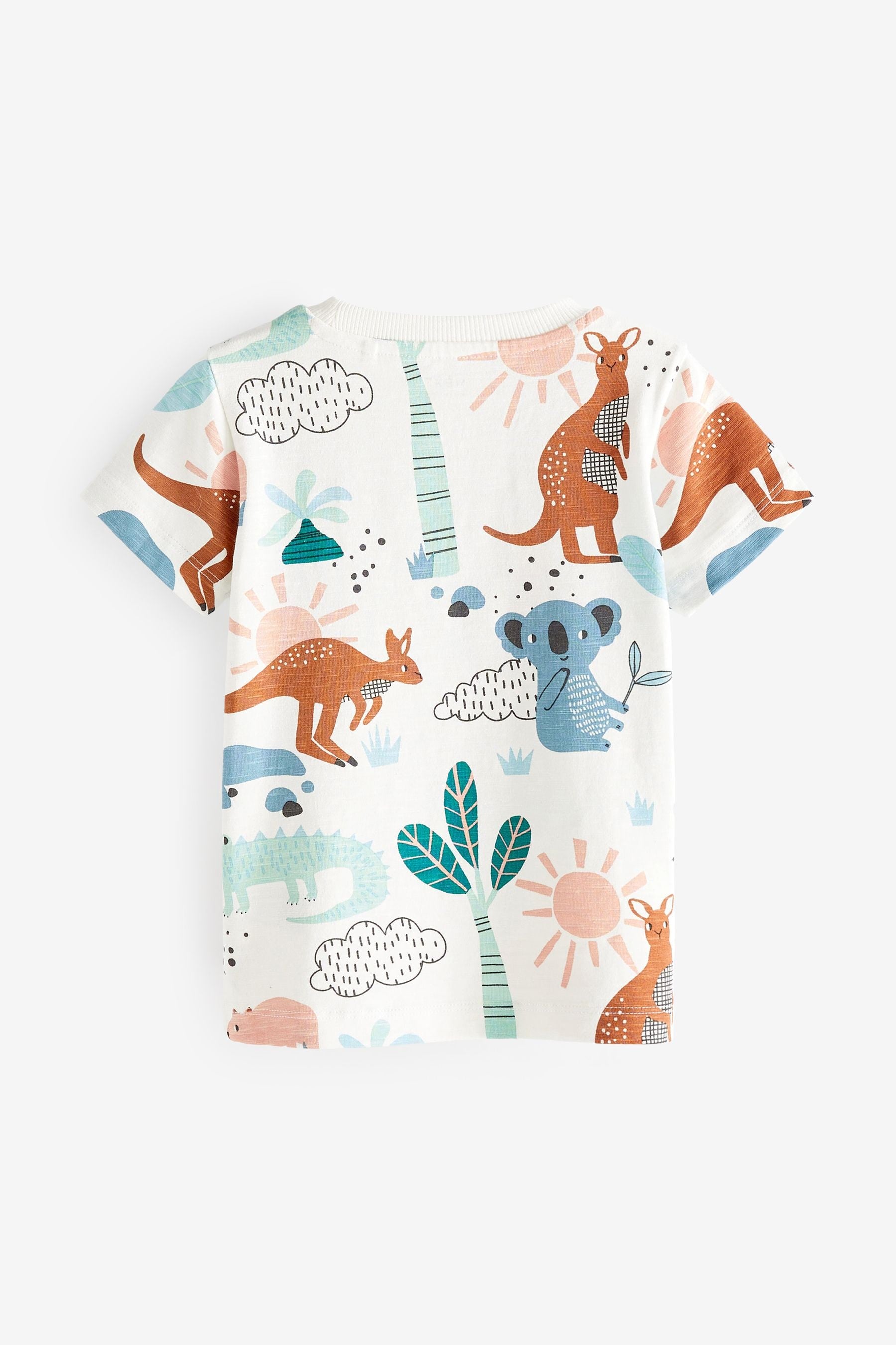 Blue/Neutral Animal Character Short Sleeves T-Shirts 4 Pack (3mths-7yrs)