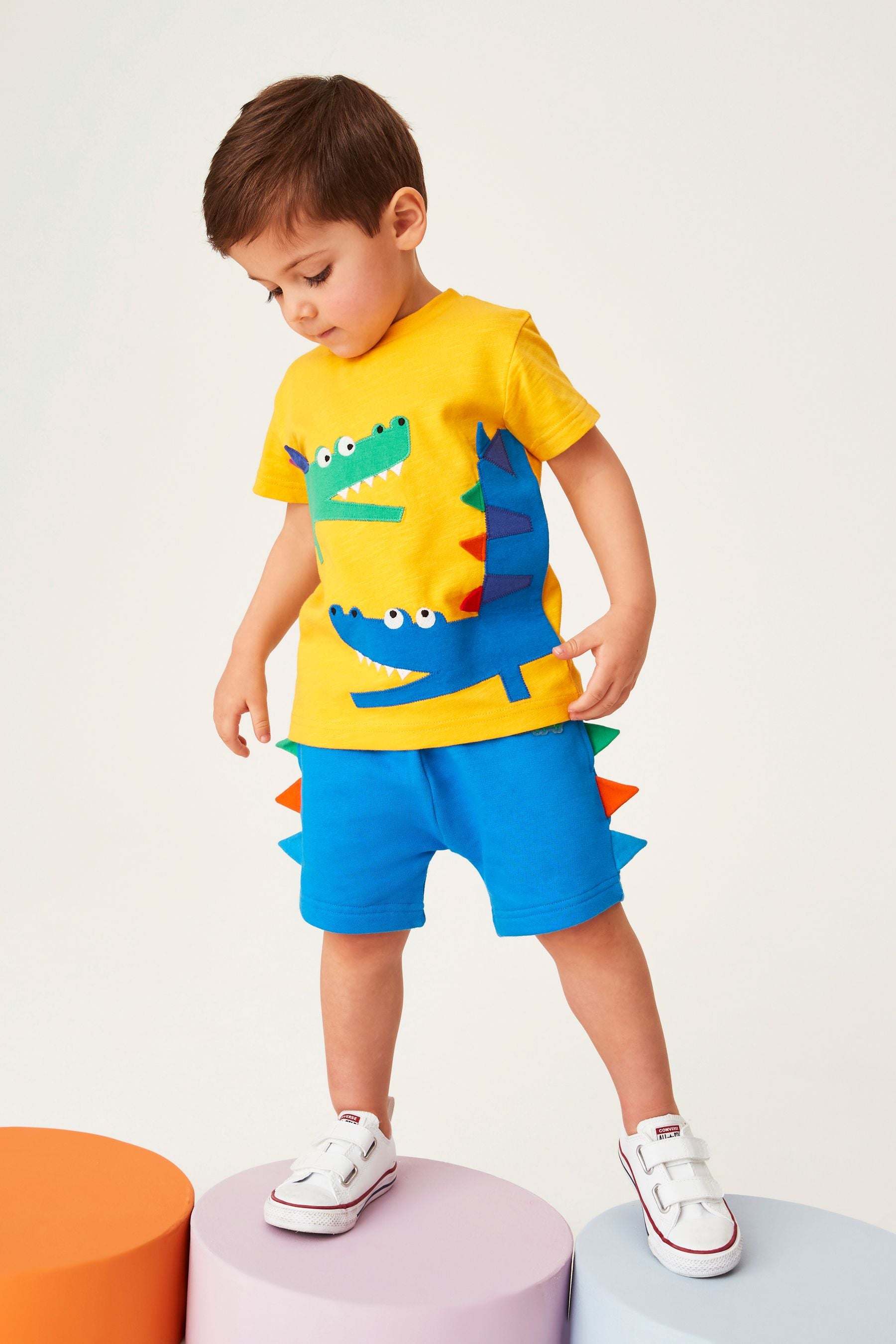 Yellow/Blue Appliqu Crocodile T-Shirt and Shorts Set (3mths-7yr