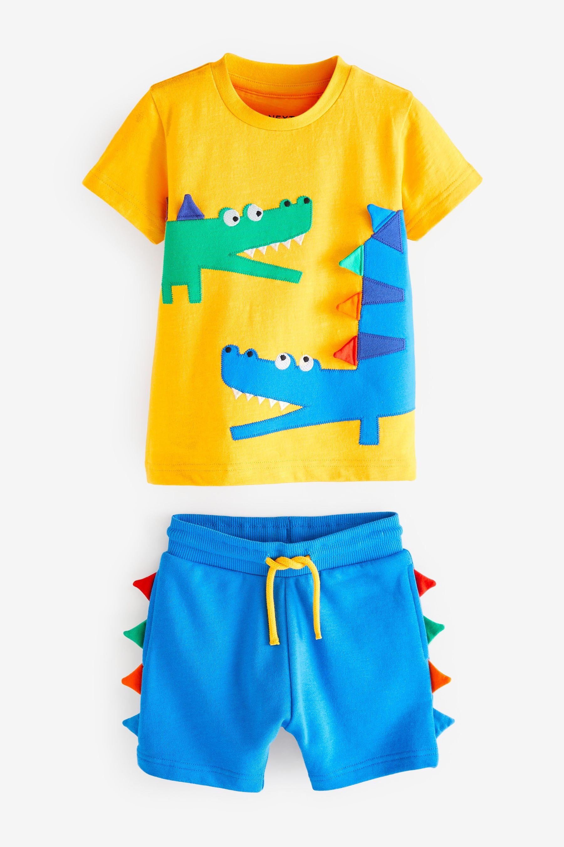 Yellow/Blue Appliqu Crocodile T-Shirt and Shorts Set (3mths-7yr