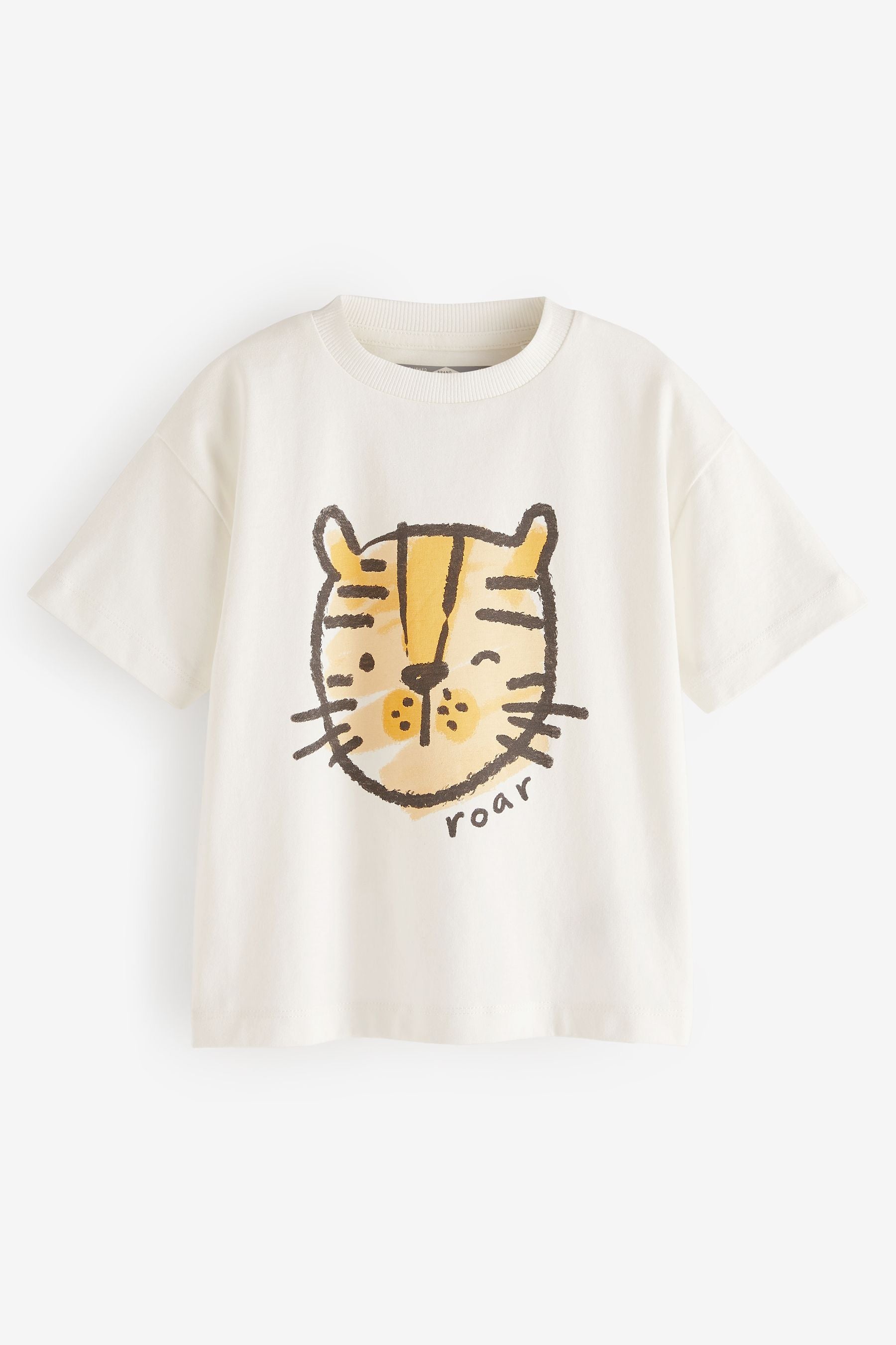 White Tiger Oversized Short Sleeve Character T-Shirt (3mths-7yrs)